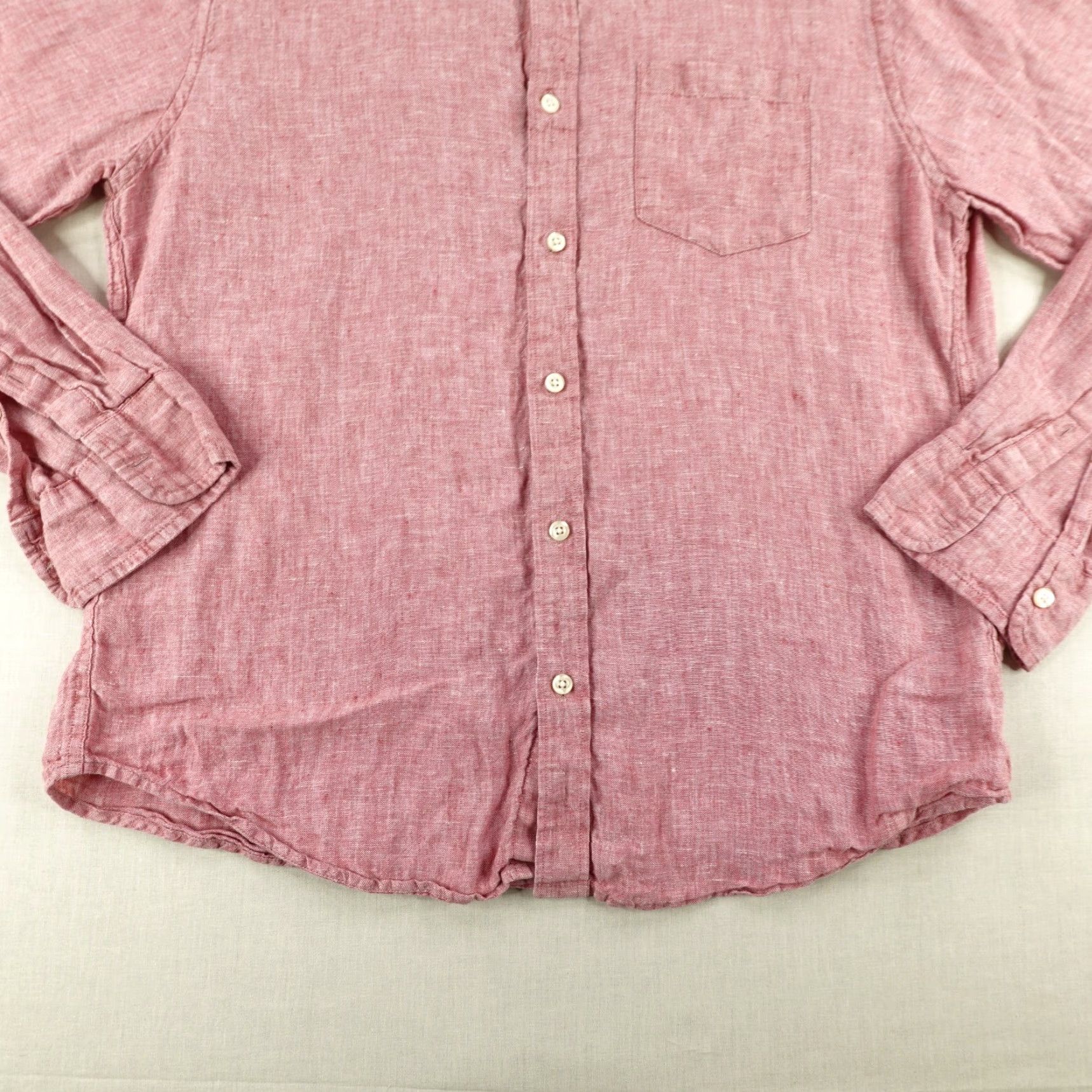 J.Crew VINTAGE J.CREW Shirt Mens Large Pink Heather Slim Linen Button-Up Long Sleeve Casual Size US L / EU 52-54 / 3 - 4 Thumbnail