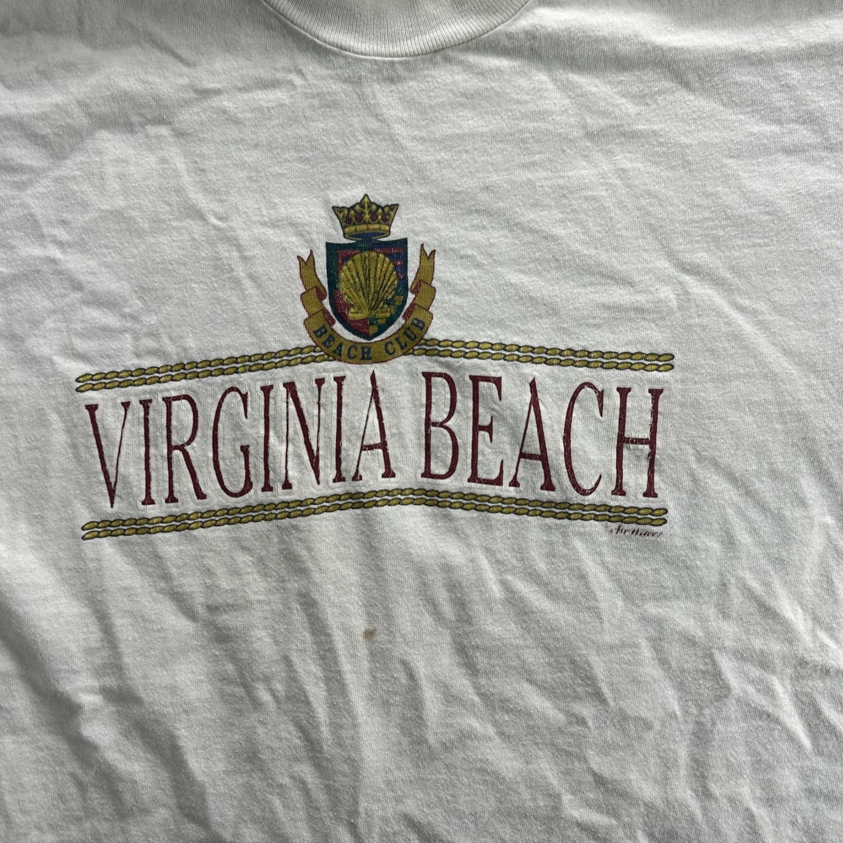 Fruit Of The Loom VINTAGE Virginia Beach Shirt Mens Large White Beach Club Tourist Souvenir 90s Tee Size US L / EU 52-54 / 3 - 4 Thumbnail