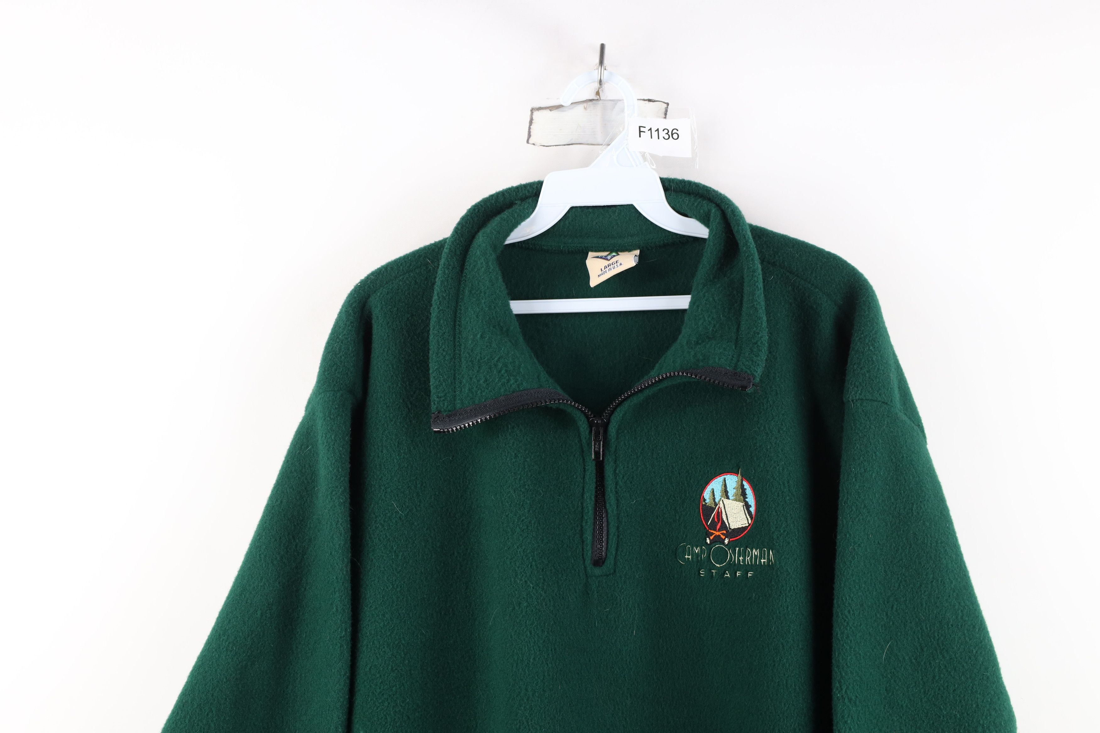 Vintage Vintage 90s Osterman Staff Half Zip Fleece Sweater Green USA Size US L / EU 52-54 / 3 - 2 Thumbnail