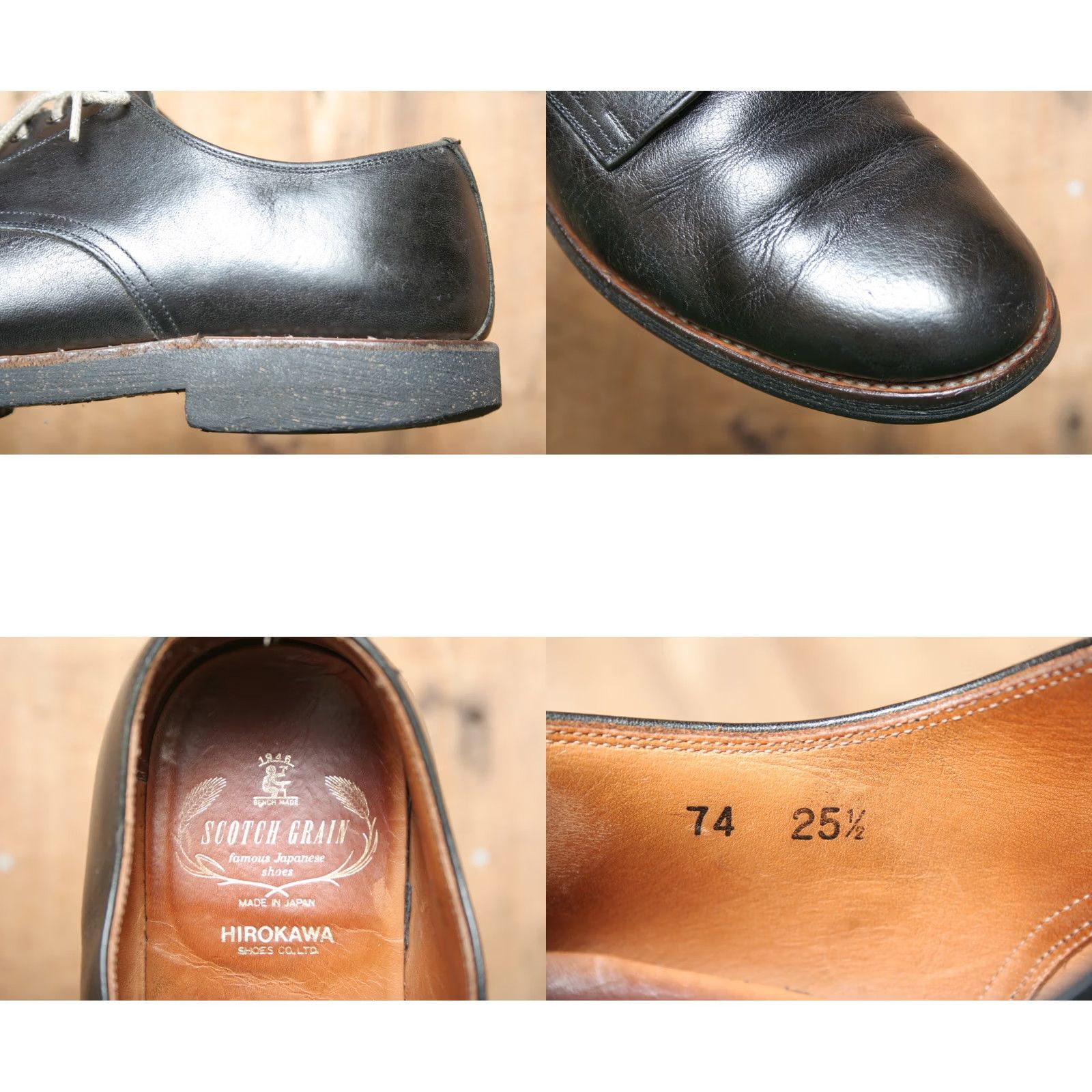 Bench HIROKAWA Scotch Grain Black Leather Oxfords Bench Made JPN 25.5 ≈ US 8 Mens Leather Upper Oxford Size US 8 / EU 41 - 8 Thumbnail