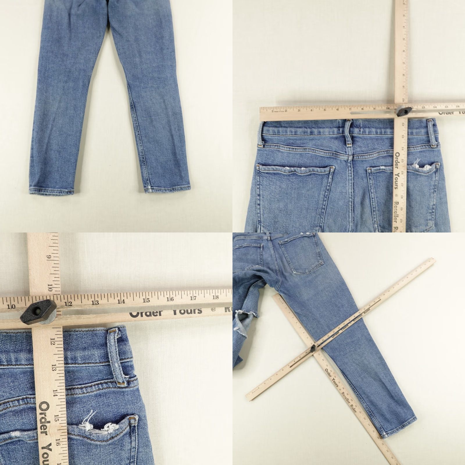 Agolde AGOLDE Jeans Womens 29 Blue Denim Nico High Rise Slim Fit Button Fly Distressed Size 28" / US 6 / IT 42 - 8 Thumbnail
