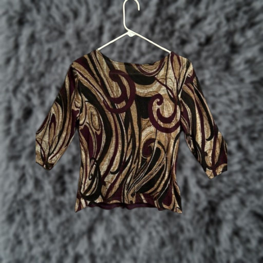 Vintage VINTAGE 90s Y2K Christopher & Banks Geometric Paisley Buckle Top Blouse Petite M Women Office Career Fall Whimsigoth Mens? Size M / US 6-8 / IT 42-44 - 1 Thumbnail