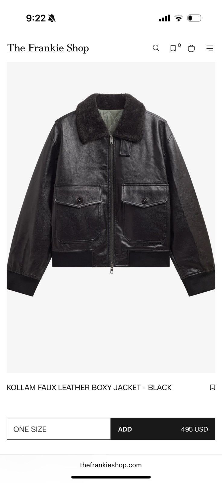 Frankie Shop Flight leather bomber jacket ysl style Size ONE SIZE - 1 Thumbnail