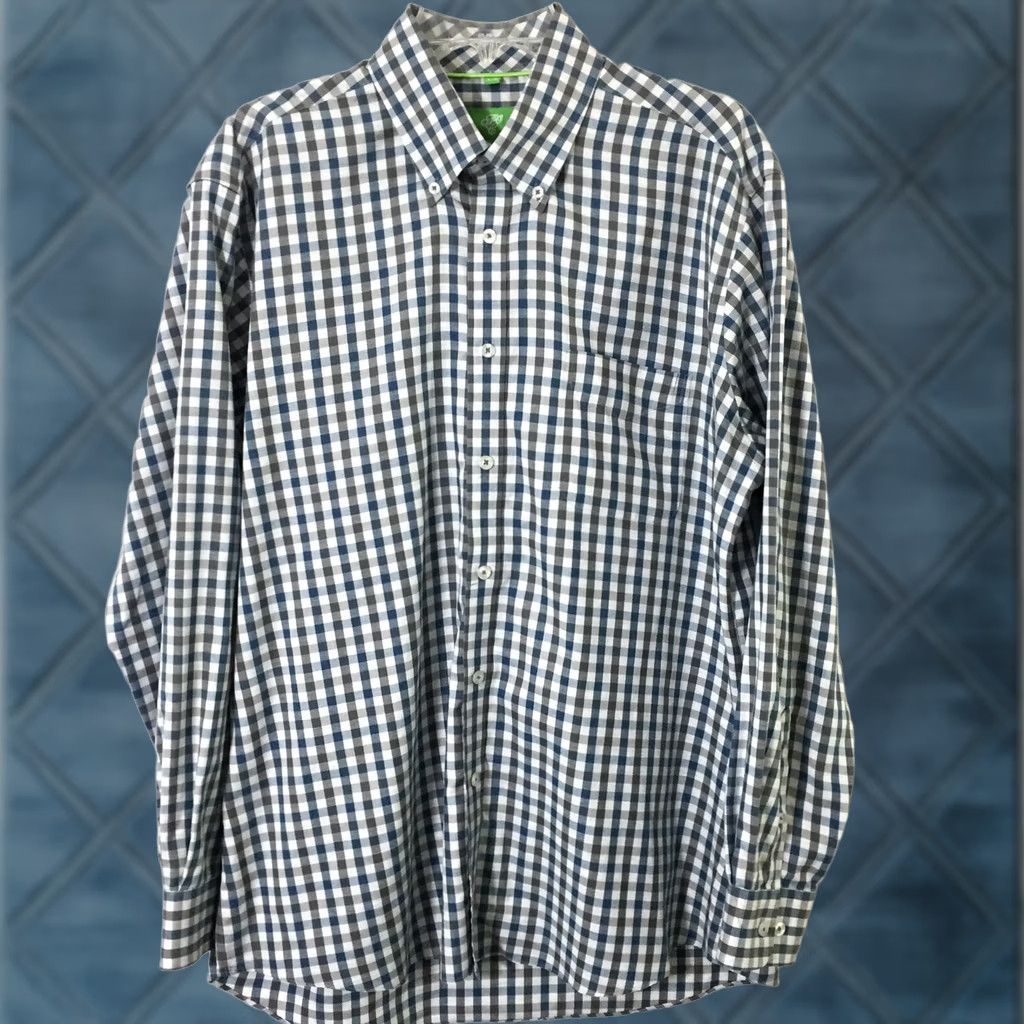 Vintage Forsyth Of Cananda Shirt Mens Large Gray Blue Check Long Sleeve Button Front Size US L / EU 52-54 / 3 - 1 Thumbnail