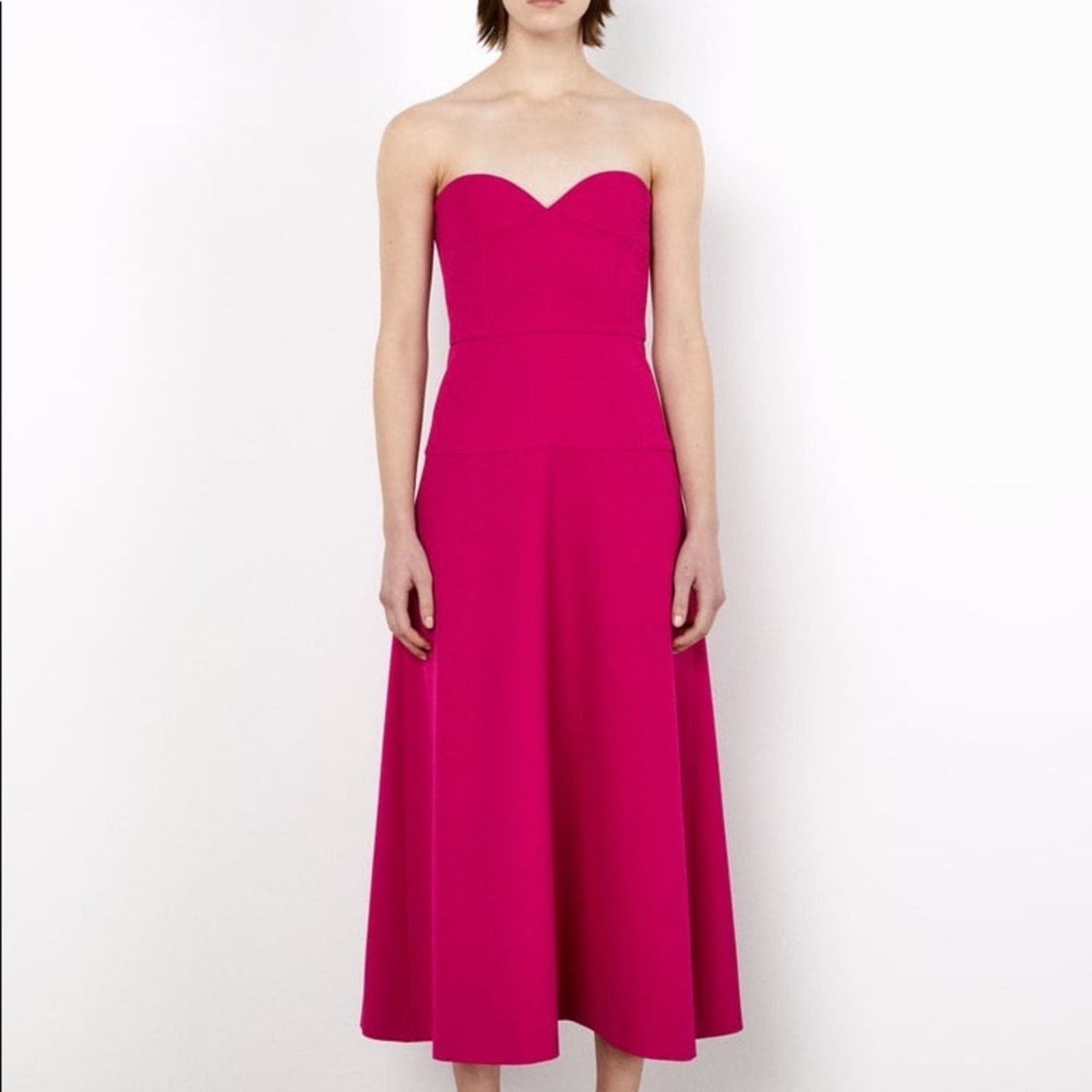 Zara ZARA BLOGGER FAVORITE BUSTIER MIDI DRESS FUCHSIA Size XS / US 0-2 / IT 36-38 - 12 Thumbnail