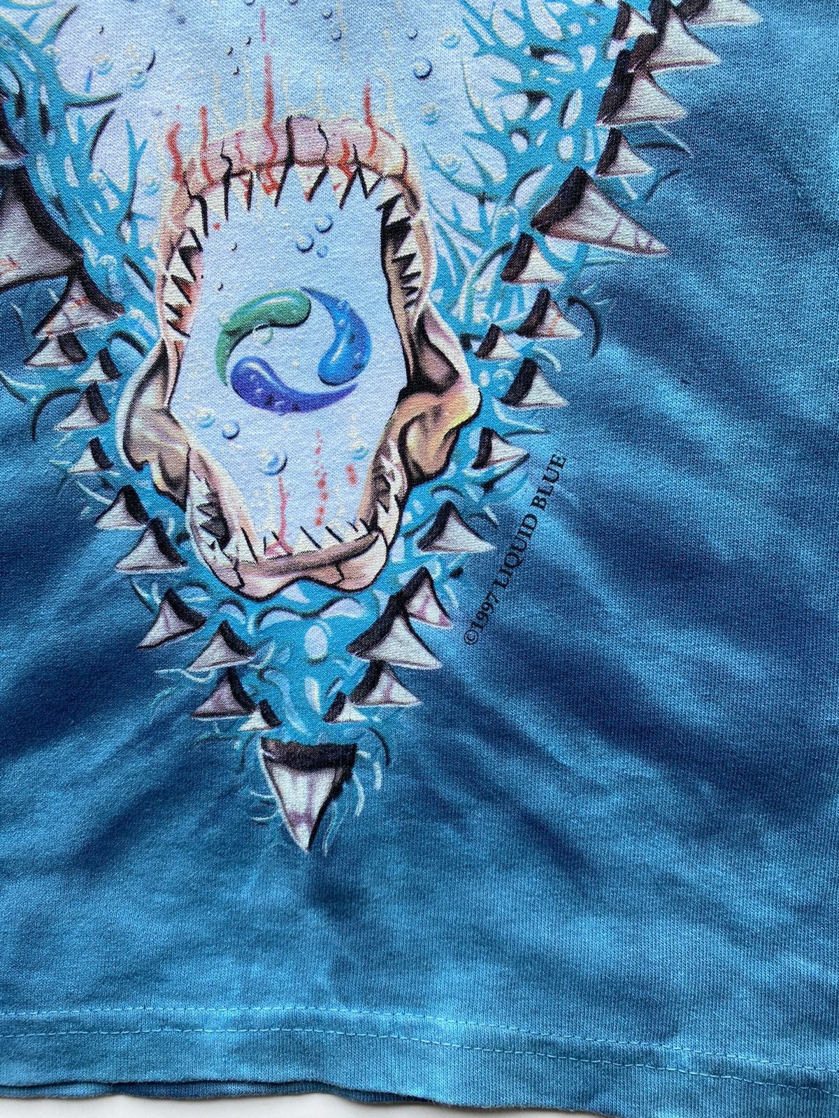 Liquid Blue Great White Sharks Tie-Dye T-Shirt Size US L / EU 52-54 / 3 - 3 Thumbnail