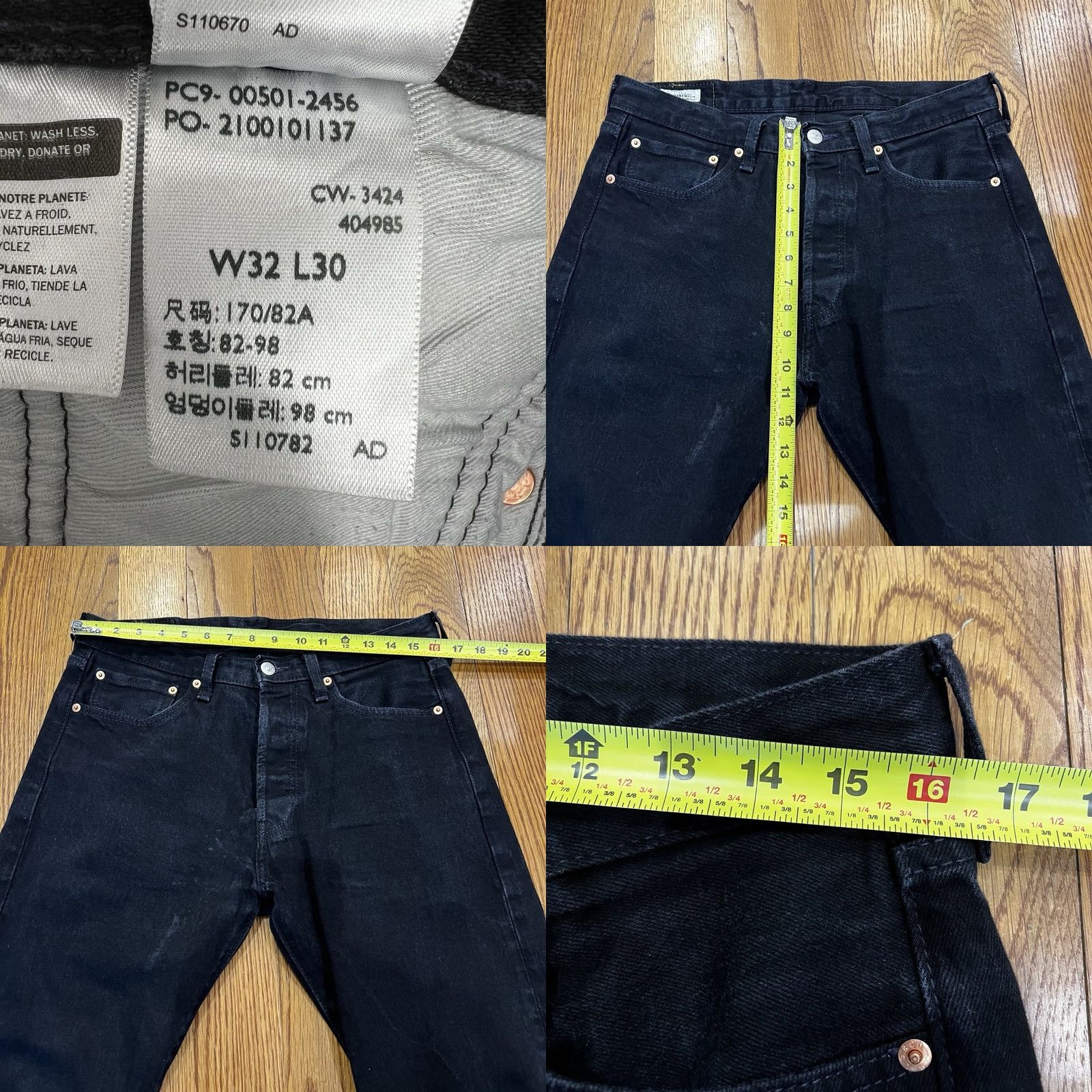 Levi's VINTAGE Levi’s 501 Denim Jeans Buttonfly 32x30 Black Size US 32 / EU 48 - 9 Thumbnail