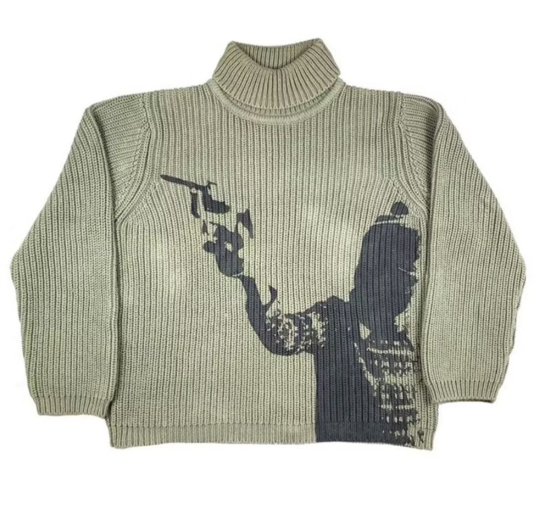 Japanese Brand × PPFM Harajuku green streetwear turtle neck sweater Size US M / EU 48-50 / 2 - 1 Thumbnail