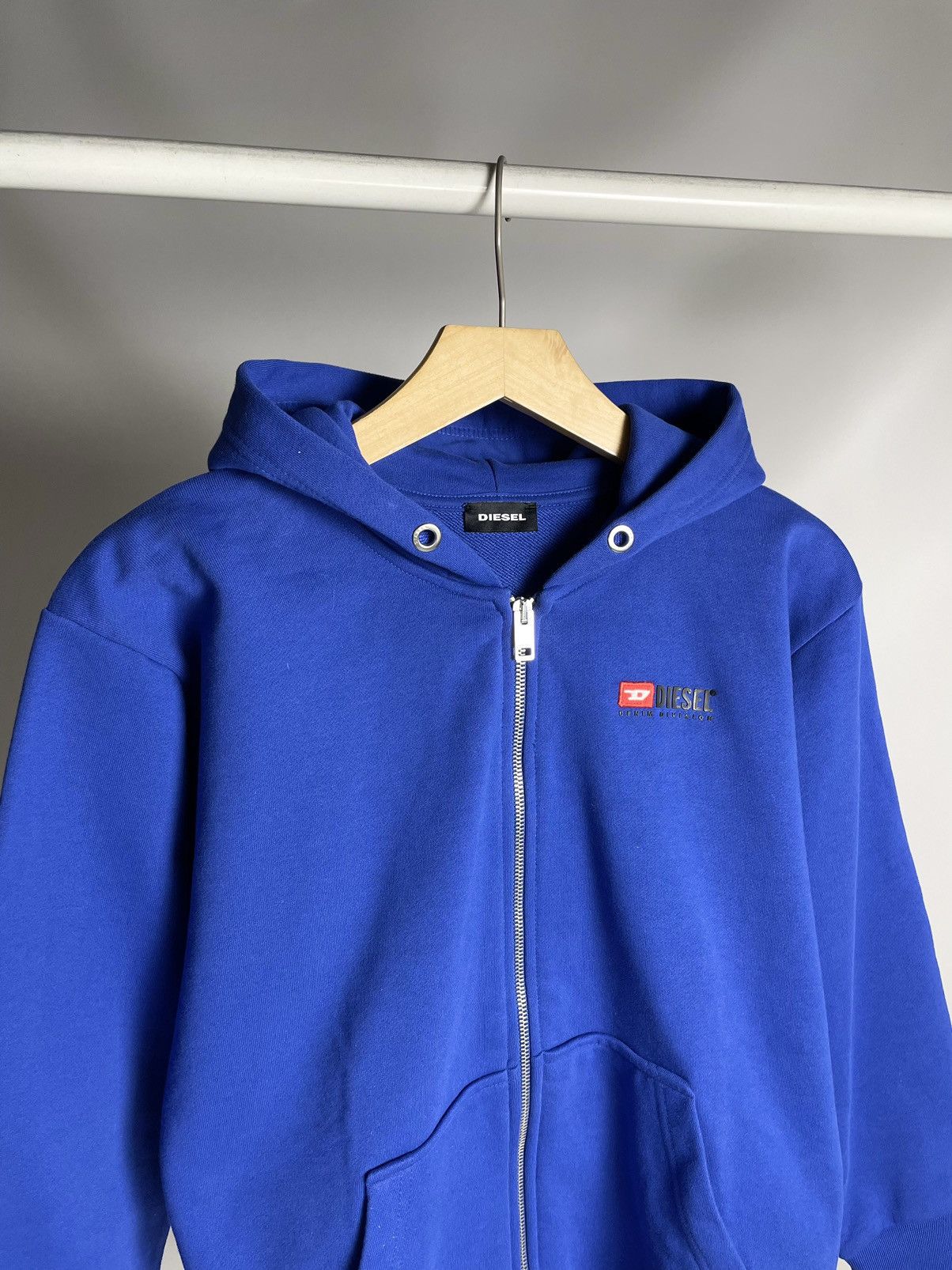 Diesel × Vintage Diesel 🌎 Denim Division big back D logo Blue Zip Hoodie Size US S / EU 44-46 / 1 - 3 Thumbnail