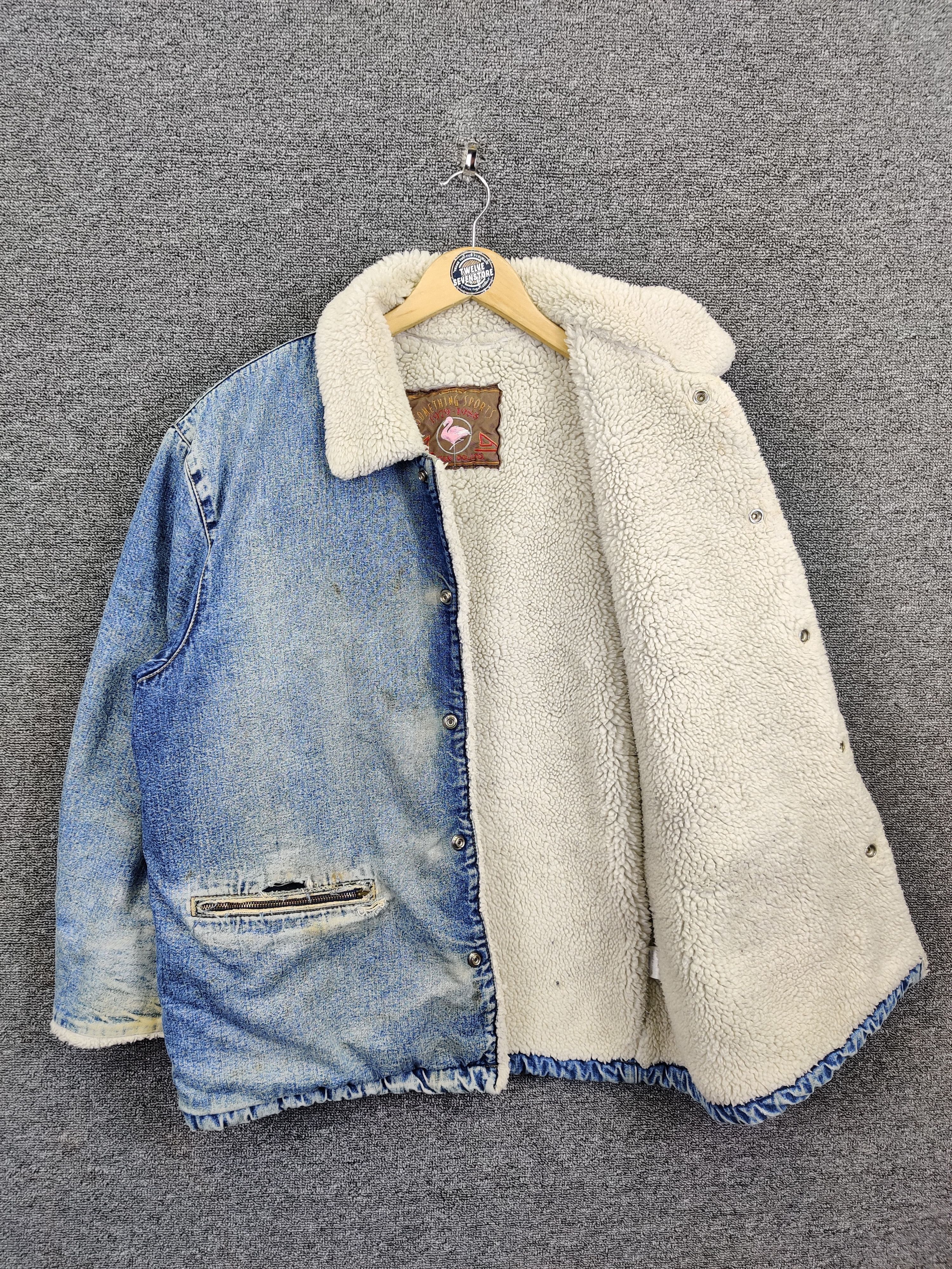 Edwin Vintage 90s Edwin Sherpa Distressed Denim Jacket Size US M / EU 48-50 / 2 - 7 Thumbnail