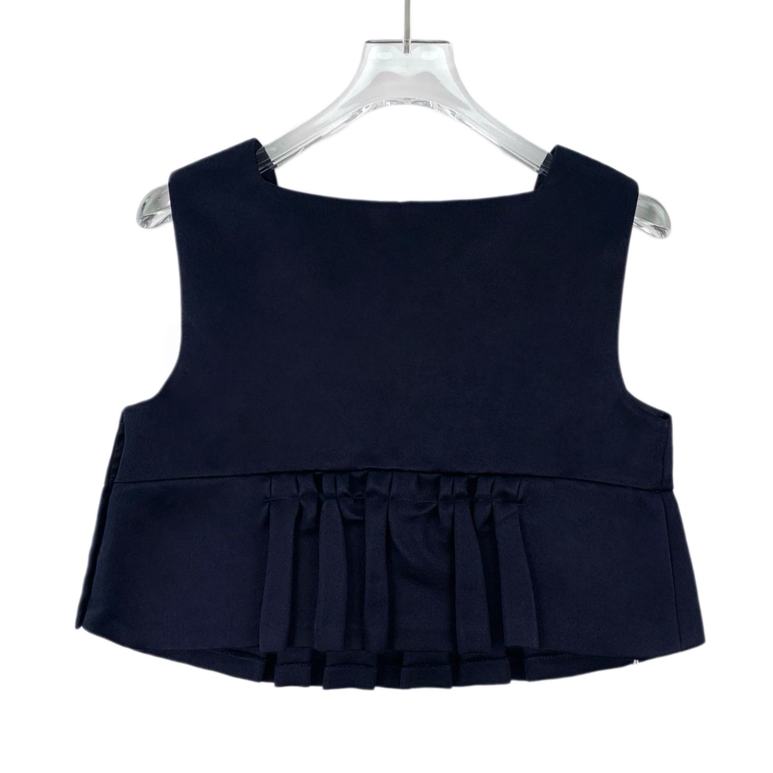 Miu Miu Miu Miu Pleated Silk Crop Top Navy (36) Size S / US 4 / IT 40 - 2 Thumbnail