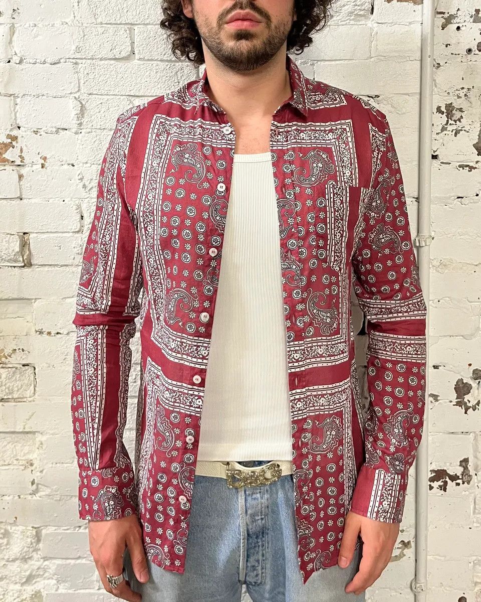 Dolce & Gabbana Dolce & Gabbana Burgundy Paisley Bandana Print Shirt Size US M / EU 48-50 / 2 - 2 Thumbnail