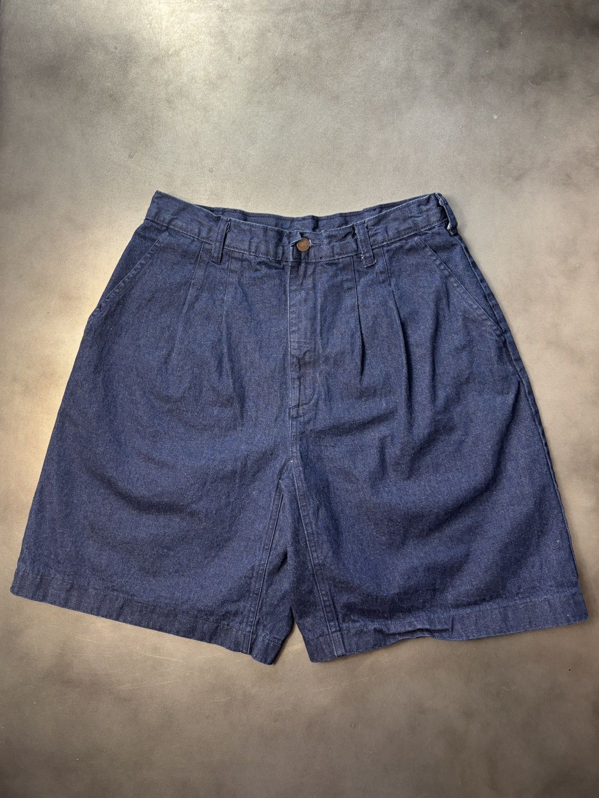 Vintage 1990s Vintage Pleated Jean Shorts Dark Denim Jorts USA Made Size US 29 - 1 Thumbnail