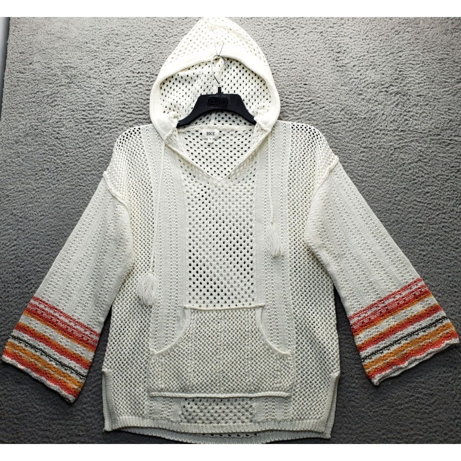 BKE BKE Womens Hooded Sweater Size M Multicolor Open-Knit Pointelle Flared Sleeve Pullover Knit Casual, Travel, Fall/Winter Size M / US 6-8 / IT 42-44 - 2 Thumbnail
