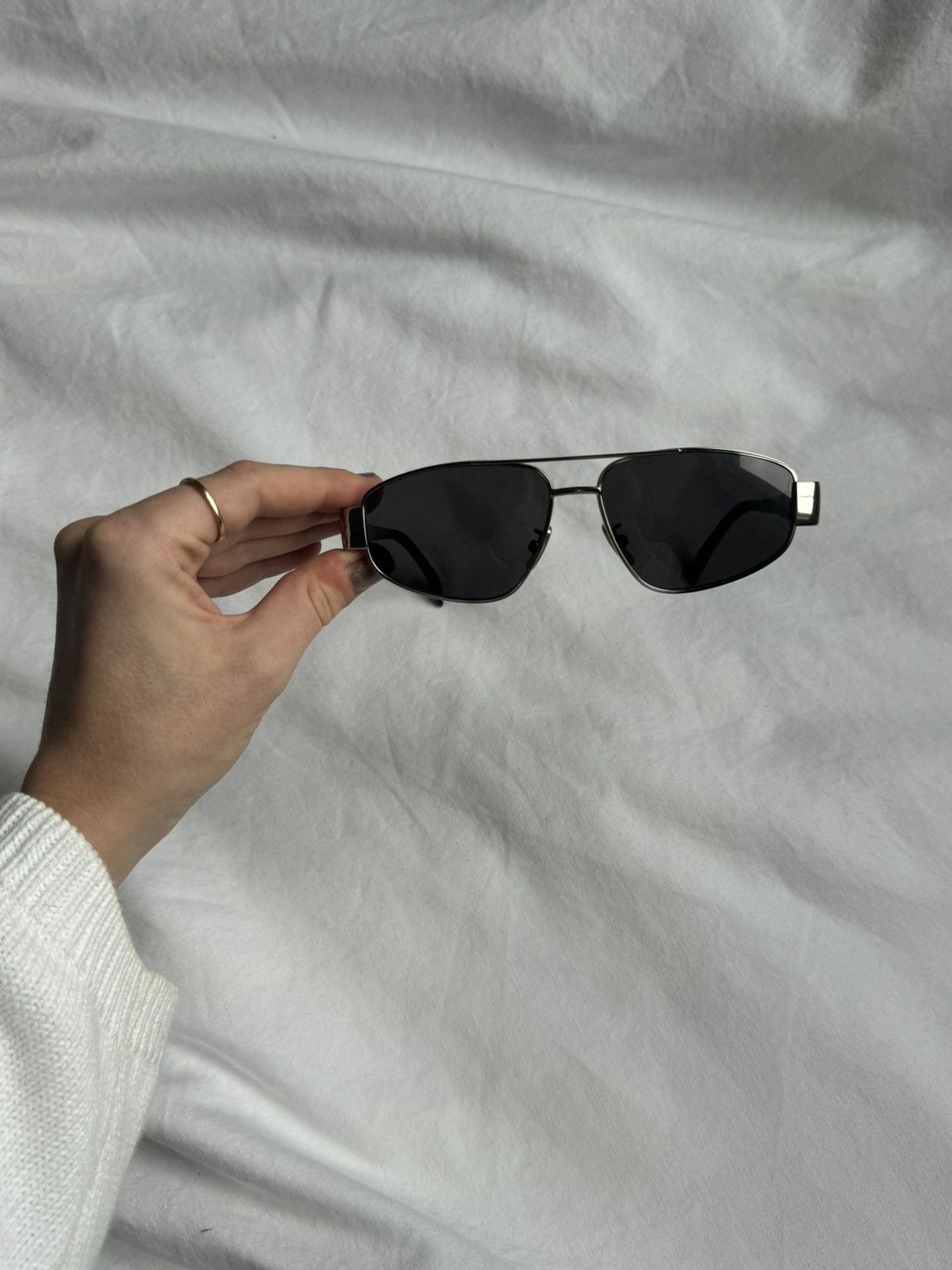 Celine Celine 'Triomphe' Sunglasses Silver Size ONE SIZE - 3 Thumbnail