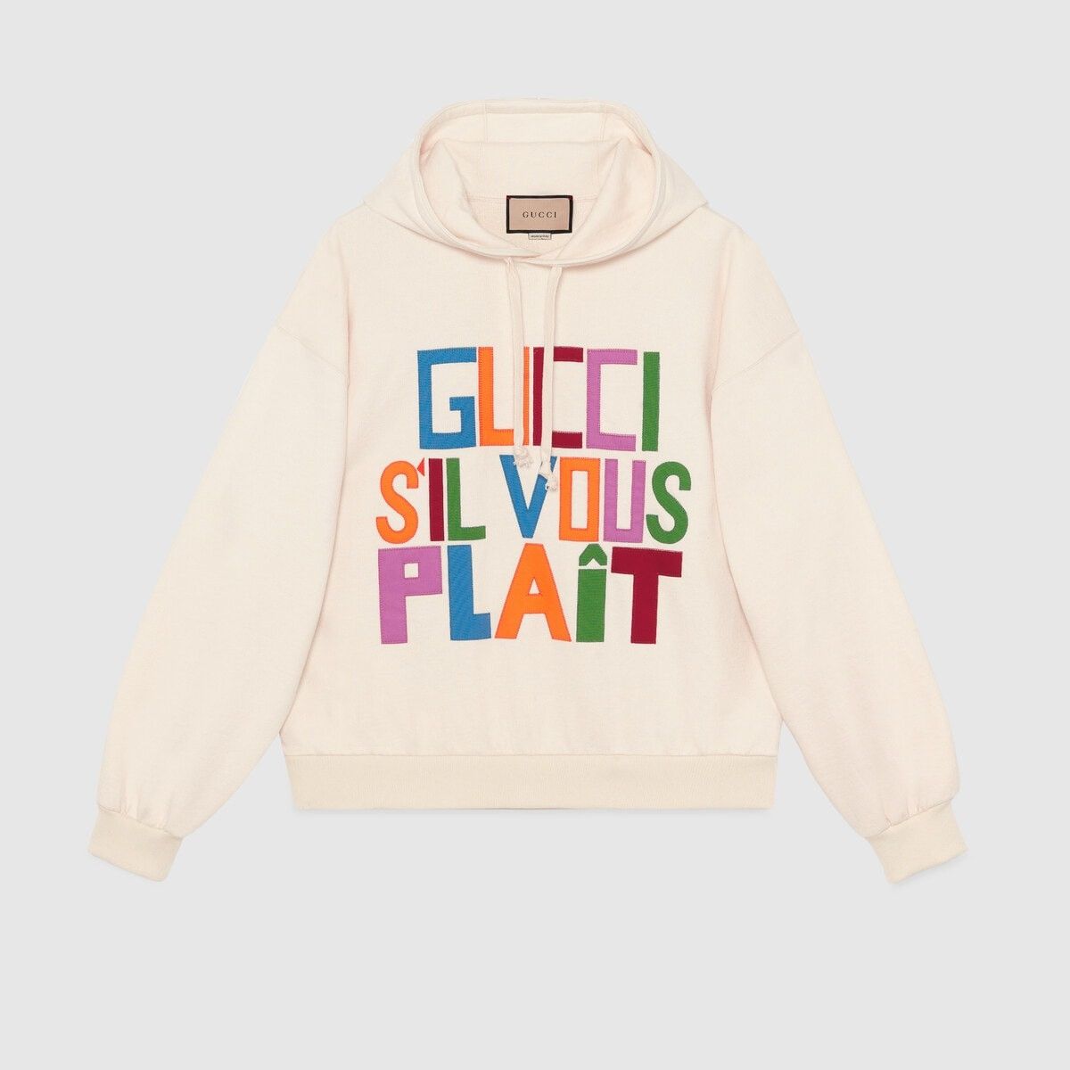 Gucci o1s1wg110225 Felted Cotton Sweatshirt Hoodie Patch in Ivory Size US XL / EU 56 / 4 - 1 Thumbnail