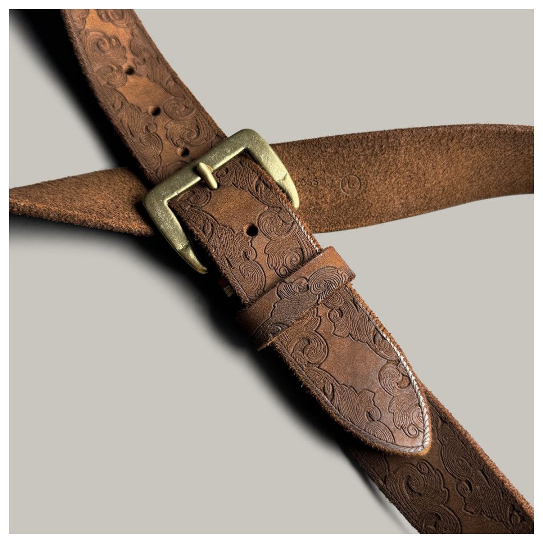 Designer × Leather Copper Buckle Classic Retro Belt Size ONE SIZE - 1 Thumbnail