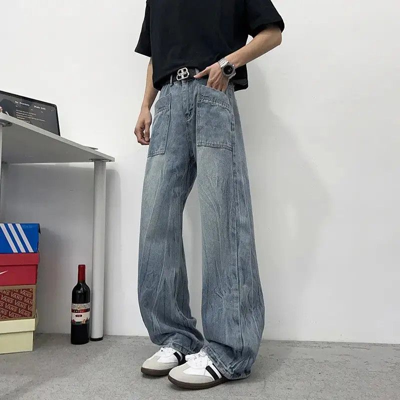 Japanese Brand Retro loose wide leg straight leg jeans Size US 32 / EU 48 - 6 Thumbnail
