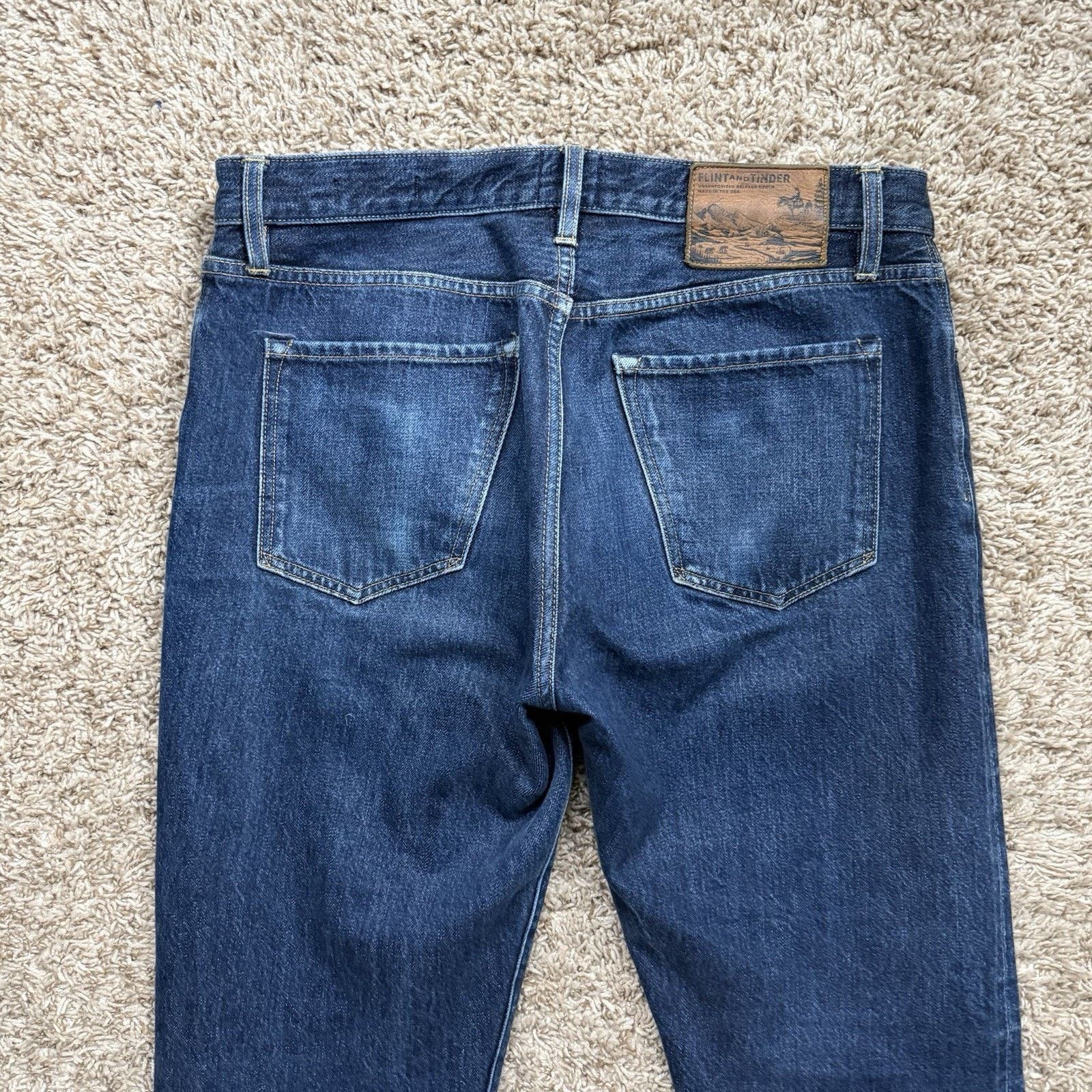 Flint And Tinder Flint And Tinder USA Selvedge Tapered Fit Denim Jeans Pants Size US 32 / EU 48 - 7 Thumbnail