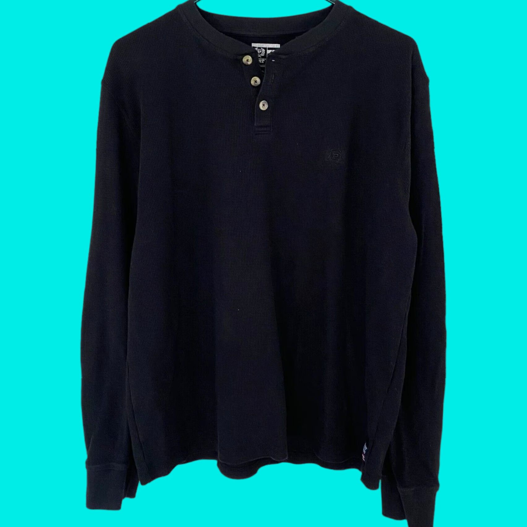 Phat Farm VINTAGE Phat Farm Men's Long-Sleeve Henley Shirt XL Black Waffle Knit Thermal Cotton-Polyester Embroidered Logo Button Modern? Size US XL / EU 56 / 4 - 1 Thumbnail