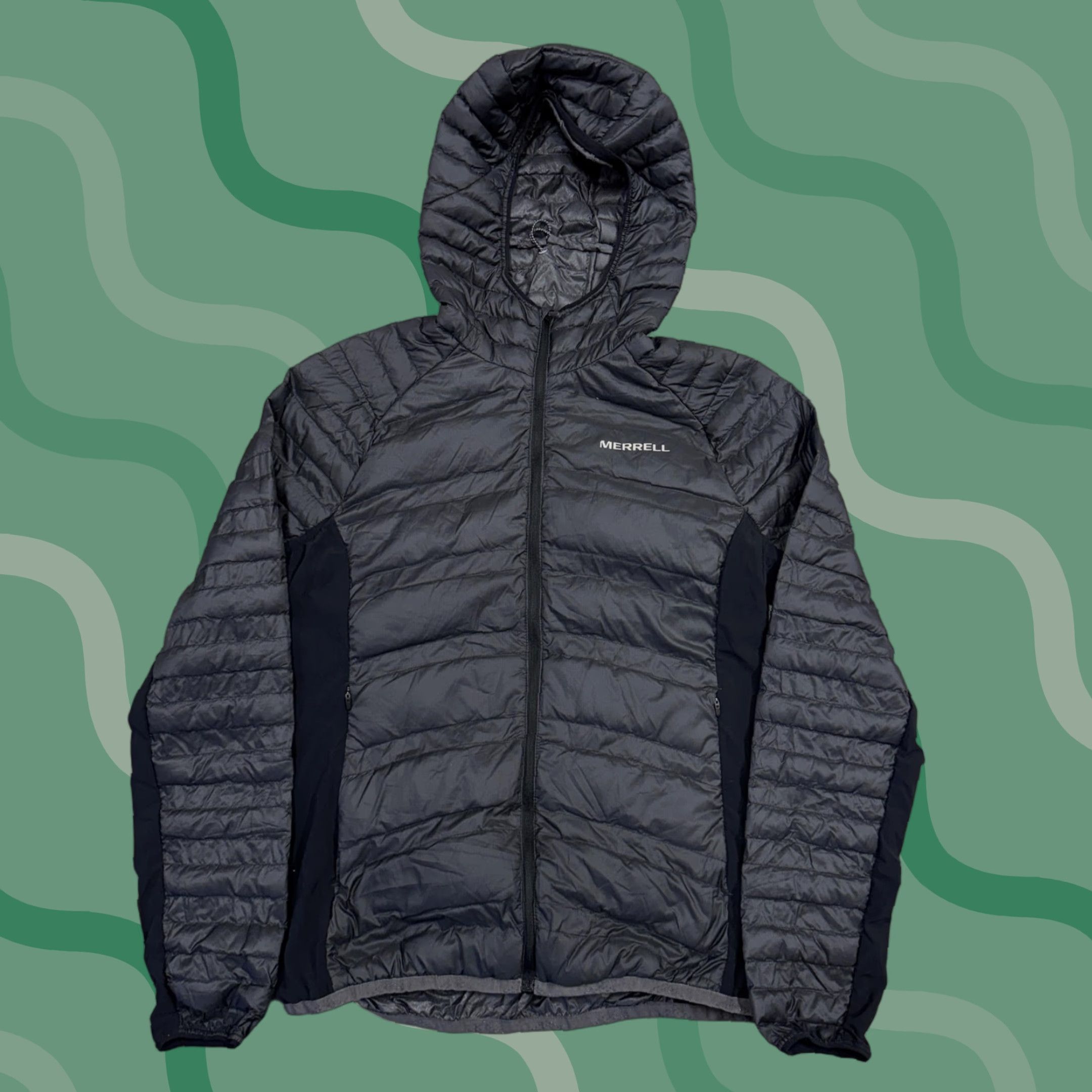 Merrell Jacket Womens Small Gray Hooded Full Zip Insulated Lightweight Hiking