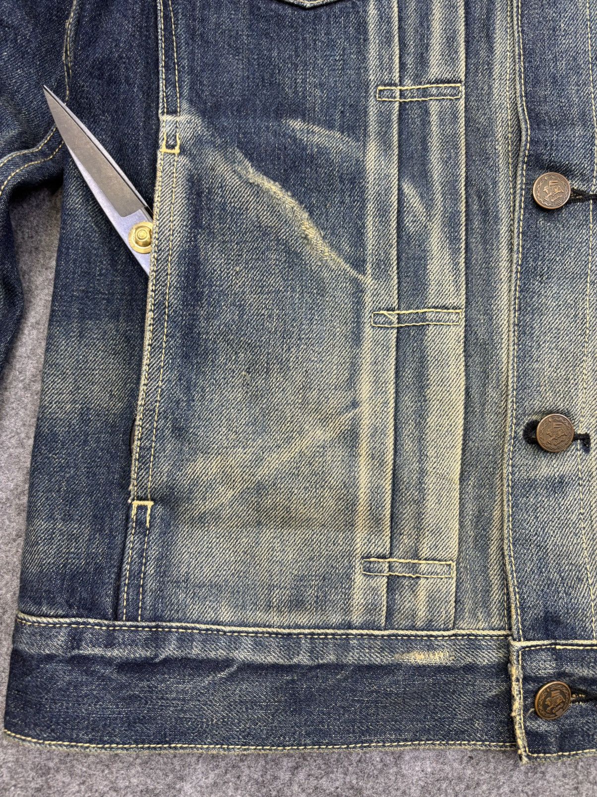 Japanese Brand 💥Selvedge Trucker💥glamb Sick Fades Distressed Trucker F818 Size US XS / EU 42 / 0 - 11 Thumbnail