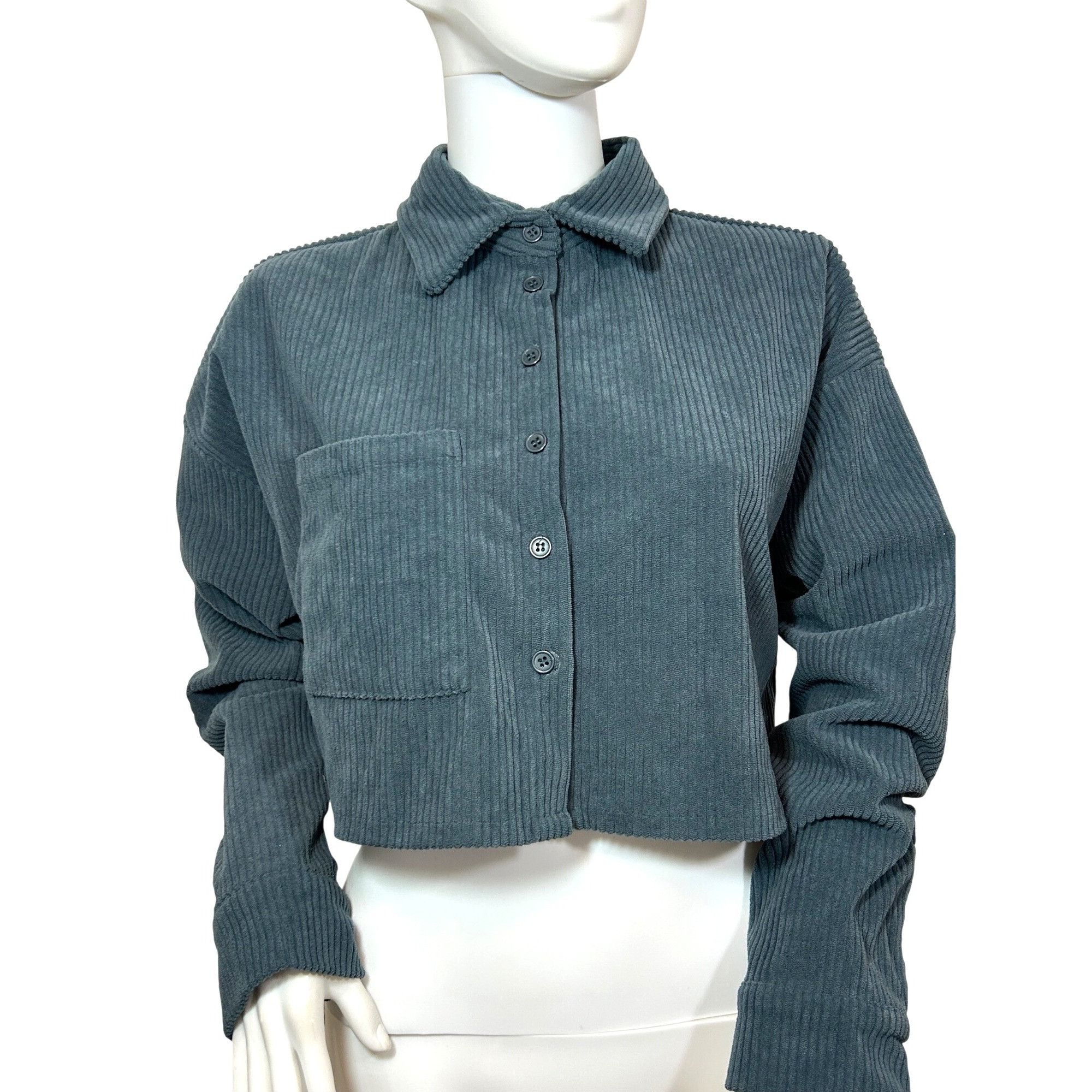 Other Sugar Rain Shacket M Greyish Blue Corduroy Shirt Jacket Coll Size M / US 6-8 / IT 42-44 - 1 Thumbnail