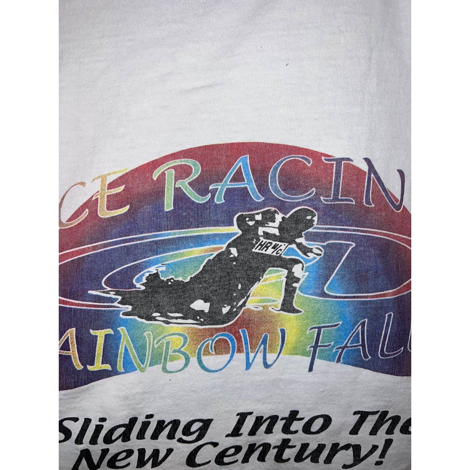 Fruit Of The Loom Vintage Ice Racing Shirt Rainbow Falls White Tee 90s Medium Size US M / EU 48-50 / 2 - 8 Thumbnail