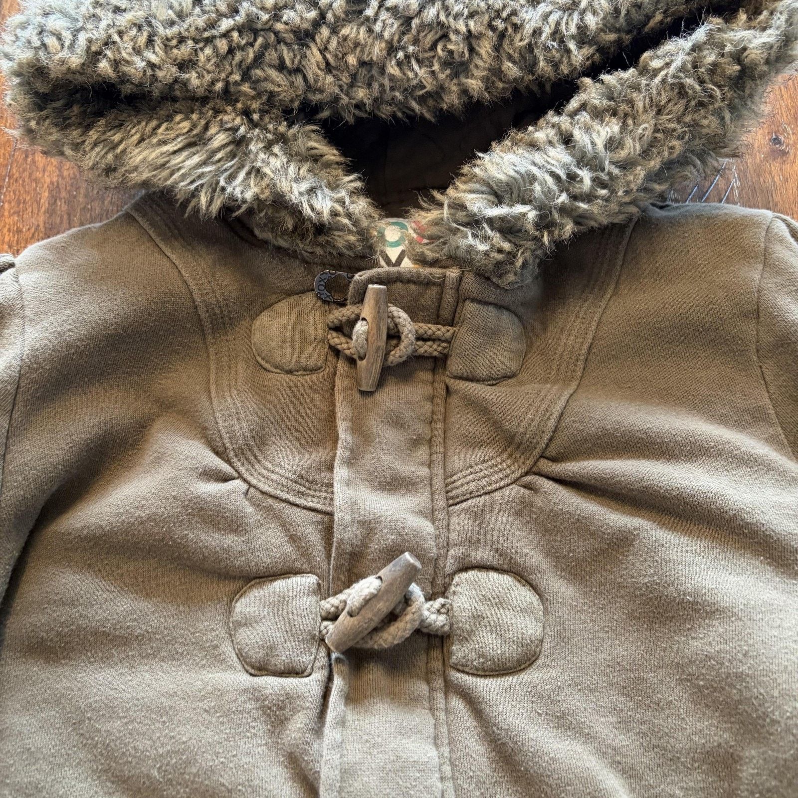 Vintage Roxy Jacket Womens Small Brown Faux Fur Hooded Toggle Size S / US 4 / IT 40 - 7 Thumbnail