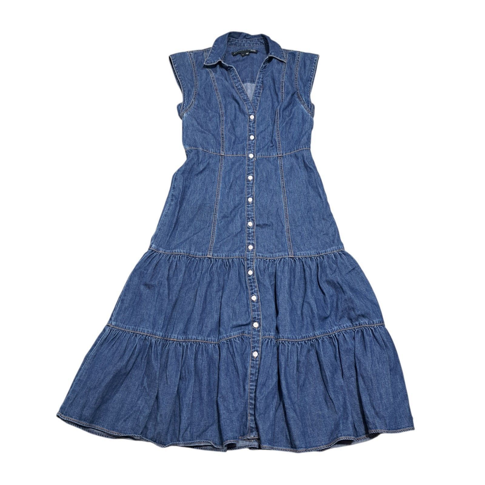 Veronica Beard Veronica Beard Jeans Button Front Closure Cap Sleeve Tiered Size M / US 6-8 / IT 42-44 - 4 Thumbnail