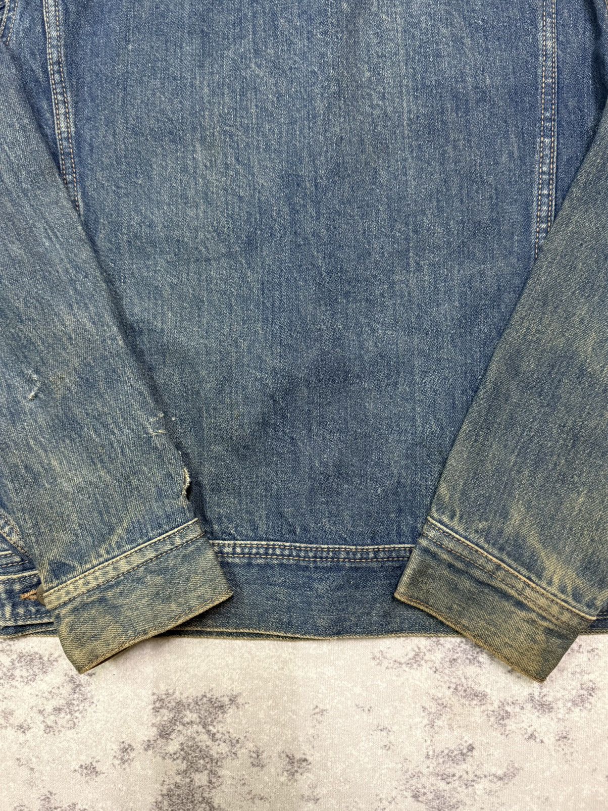 Edwin Vintage 80s Edwin Distressed Denim Trucker Jacket Jeans Size US S / EU 44-46 / 1 - 16 Thumbnail
