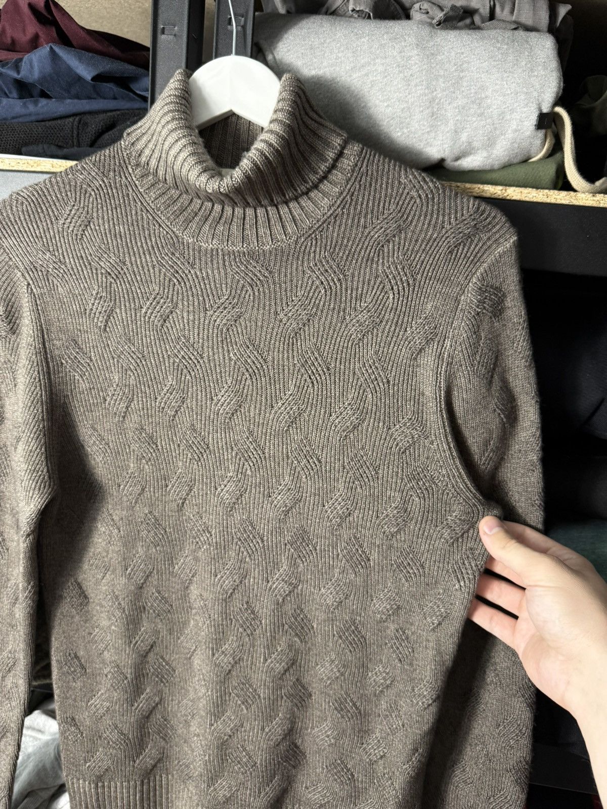 Gran Sasso Gran Sasso Italy Wool Turtleneck Sweater Brown Cable Knit Size US M / EU 48-50 / 2 - 6 Thumbnail