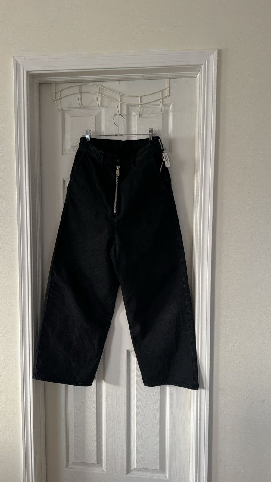 image of Kapital 14Oz Denim Zipper Port Baggy Wide Pants in Black, Men's (Size 30)