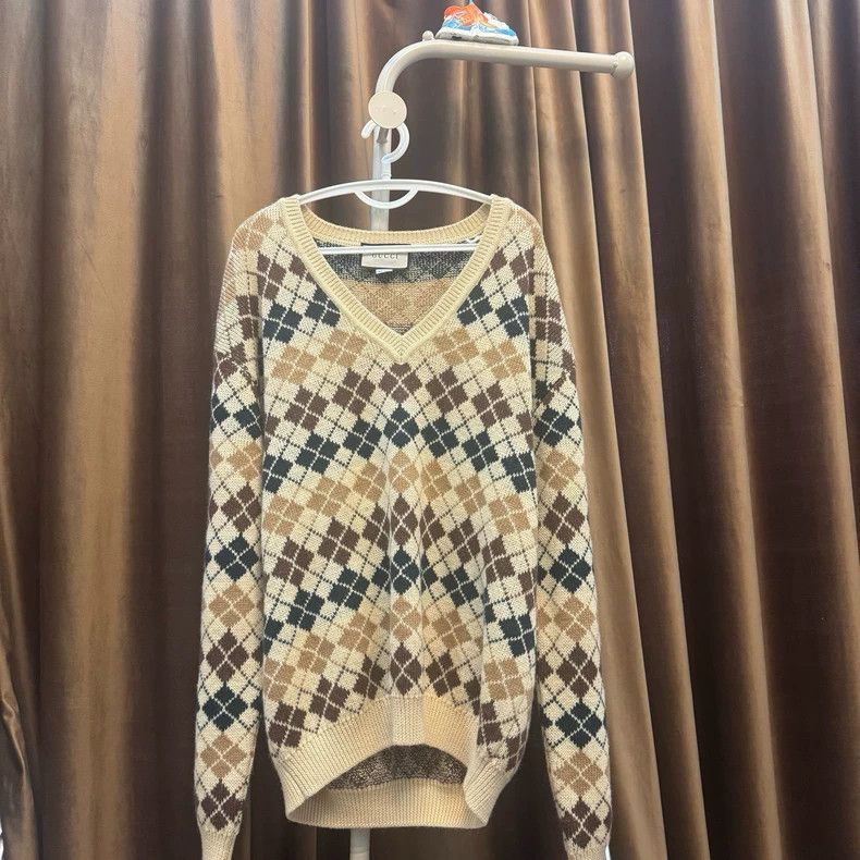 Gucci Gucci Argyle Wool Alpaca Sweater-dmc Size US XL / EU 56 / 4 - 1 Thumbnail