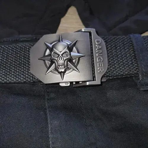Other 120 cm Breathable Canvas Skull Buckle Belt Size ONE SIZE - 3 Thumbnail