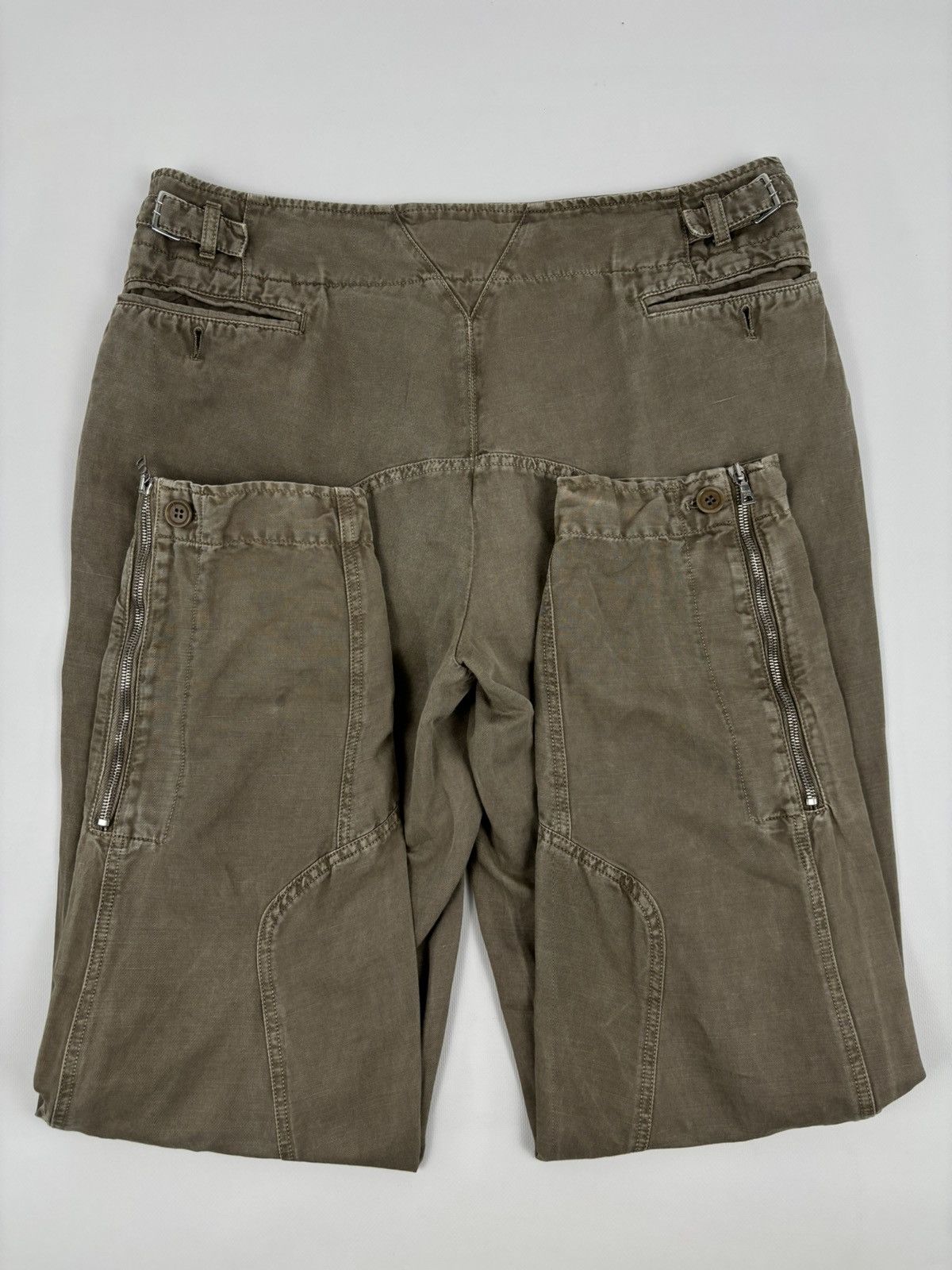 Prada Archive Linen-Cotton Garment Dyed Pants Cargo Zip Trousers Size US 33 - 12 Thumbnail