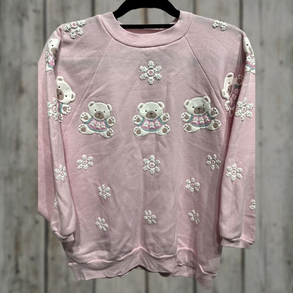 Vintage VTG Puff Paint Pastel Pink Teddy Bear All Over Graphic Crewneck Sweatshirt Small Size US S / EU 44-46 / 1 - 1 Thumbnail