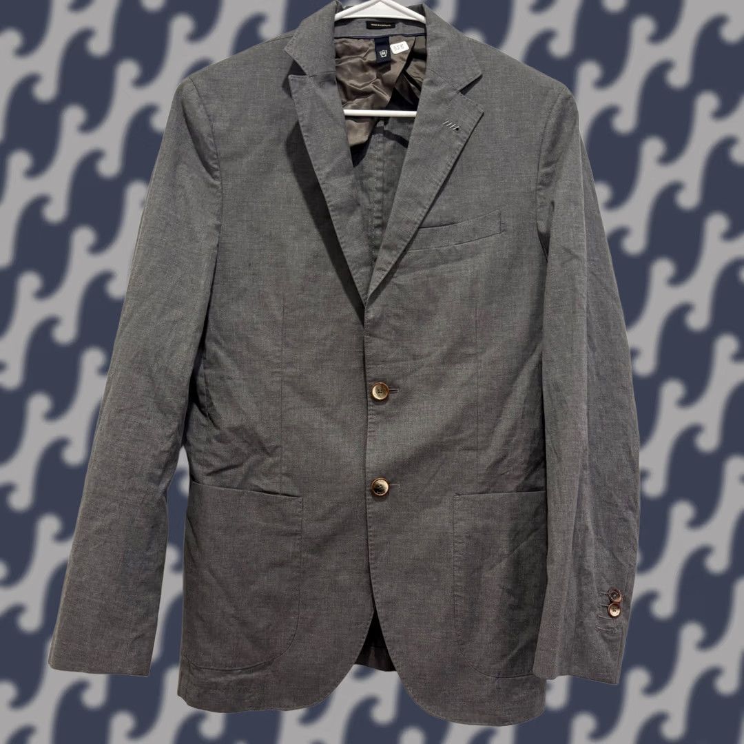 Massimo Dutti Massimo Dutti Sport Coat Gray Wool Blend 2 Button Notch Lapel Double-Vented Regular 36R Mens Portugal Blazer Size 46R - 1 Thumbnail