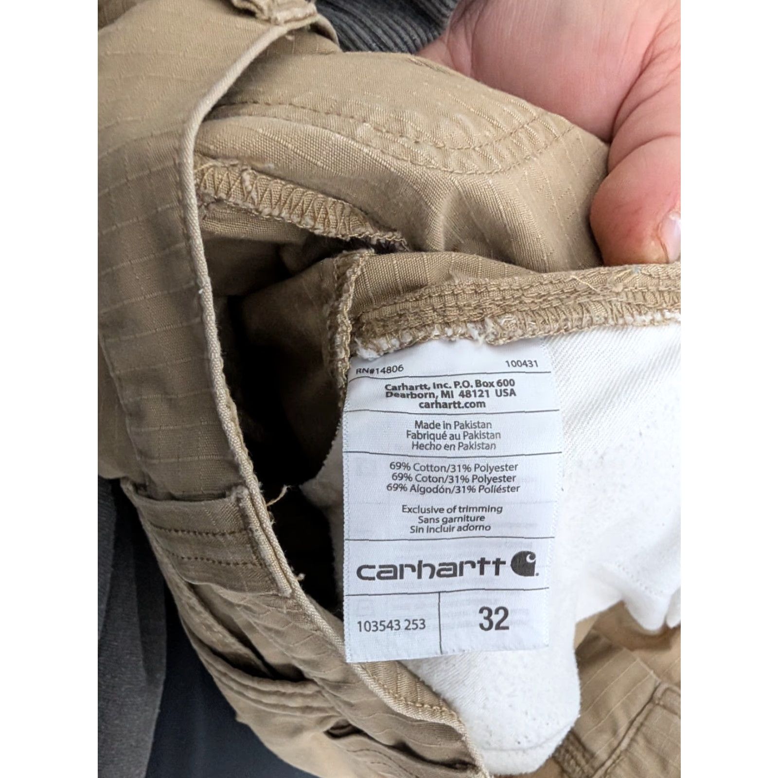 Carhartt Carhartt Cargo Shorts Men's 32 x 11 Relaxed Fit Ripstop Canvas Beige Cargo Pocket Shorts Mens Size US 32 / EU 48 - 4 Thumbnail