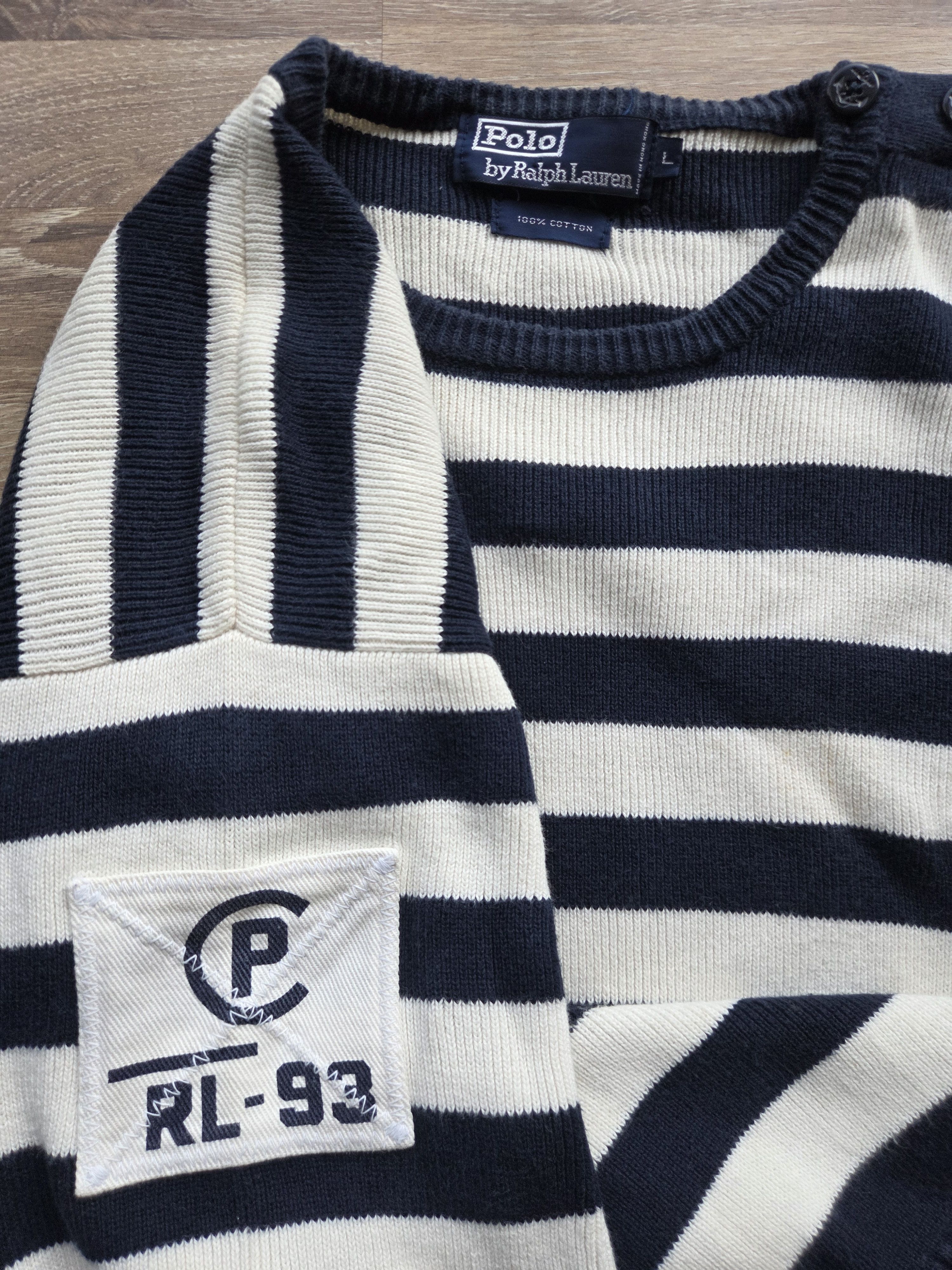 Polo Ralph Lauren Vintage OG 90s Polo Ralph Lauren RL93 Lo Life Breton Sweater Size US L / EU 52-54 / 3 - 1 Thumbnail