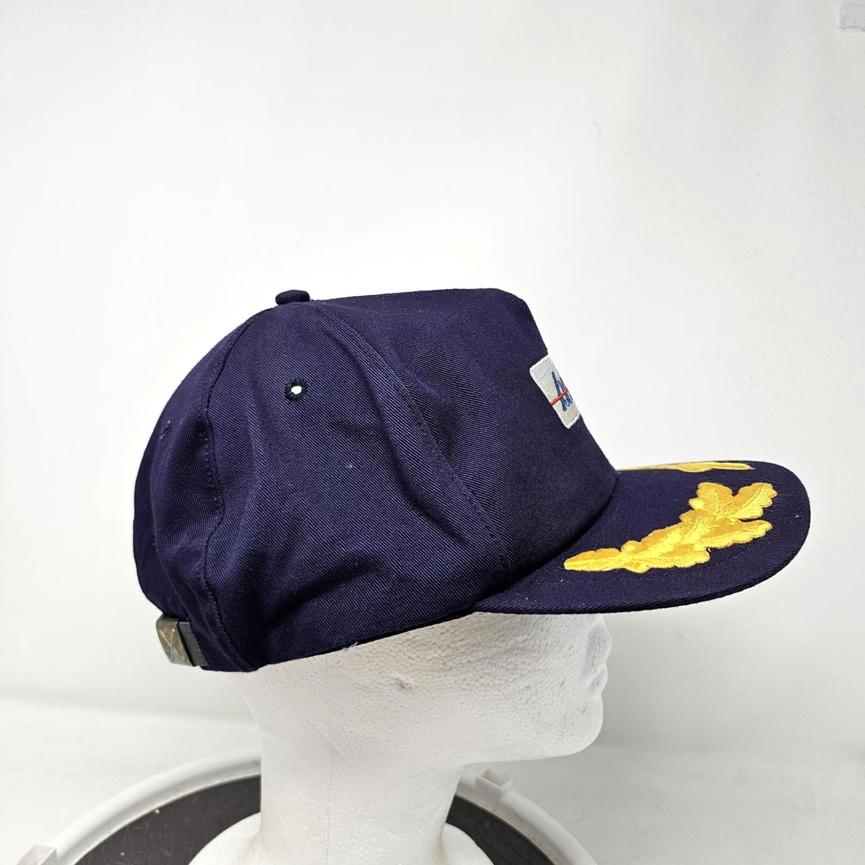Vintage BMI Airline Hat Cap Strap Back Pilot Captain Oak Leaf Embroidered Patch Mens Size ONE SIZE - 3 Thumbnail
