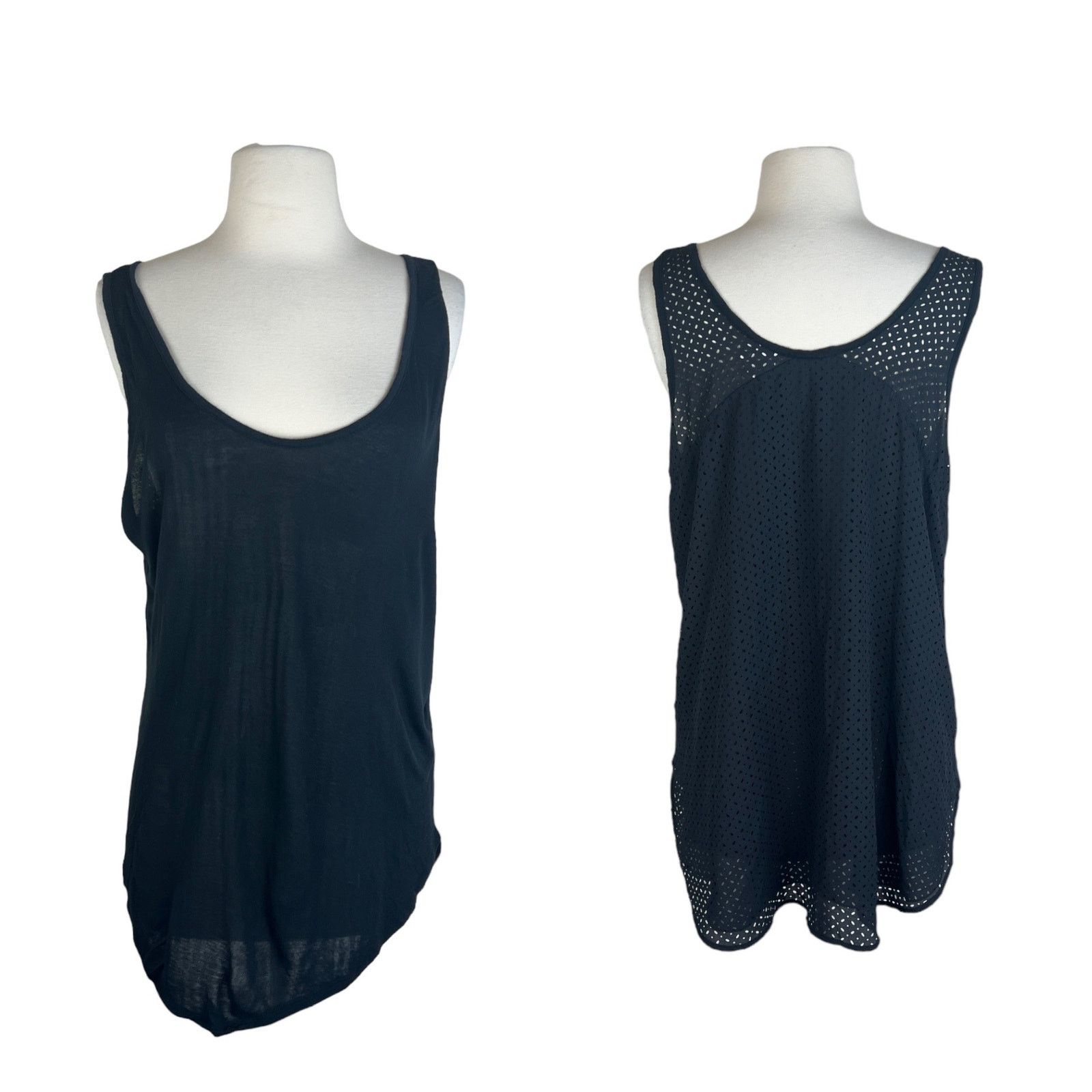 Merona Merona Black Jersey Tank with Mesh Back Accent Size L / US 10 / IT 46 - 7 Thumbnail