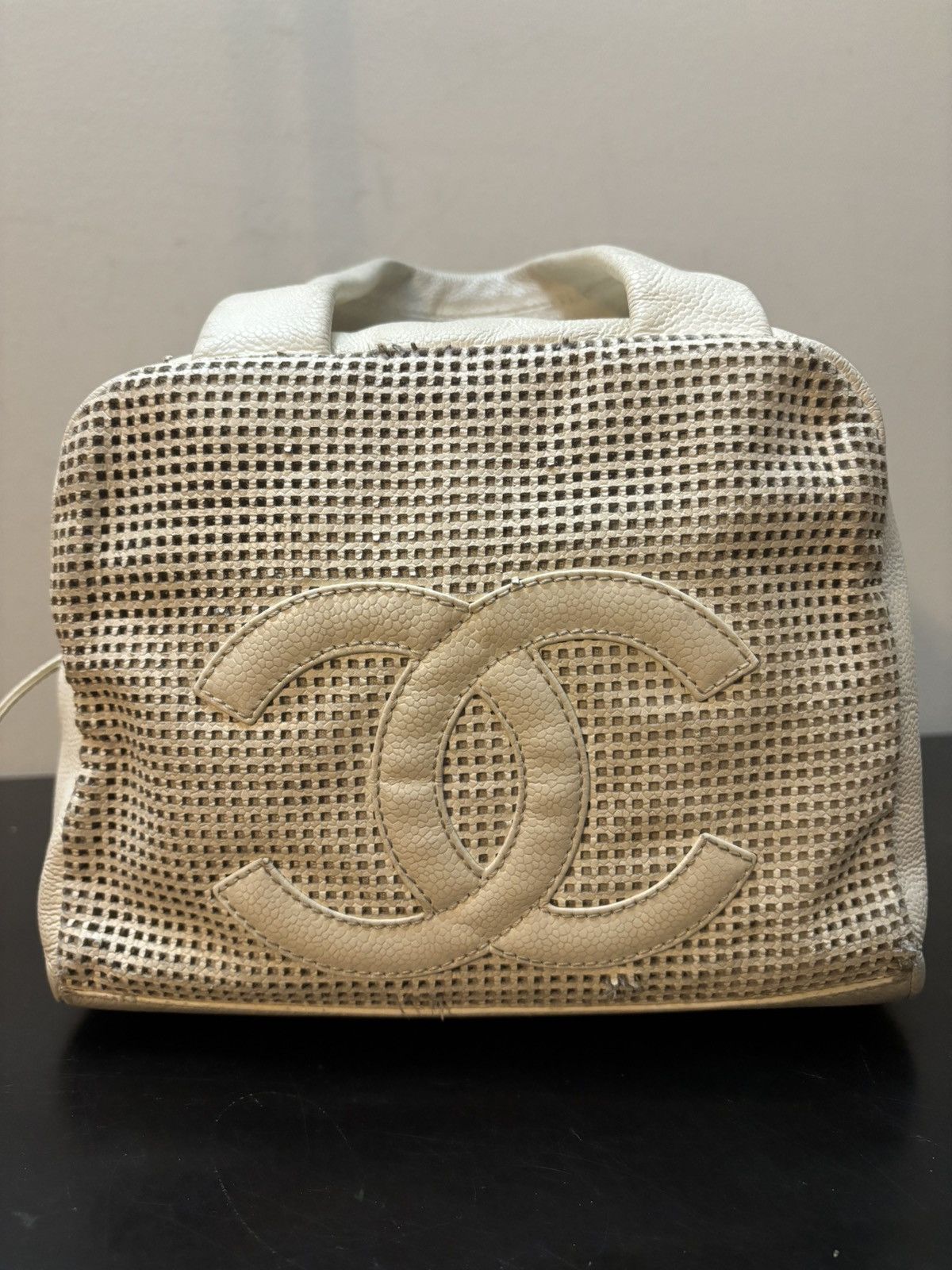 Chanel Chanel CC Coco Mark Mini Leather Boston Bag White Beige Size ONE SIZE - 2 Thumbnail