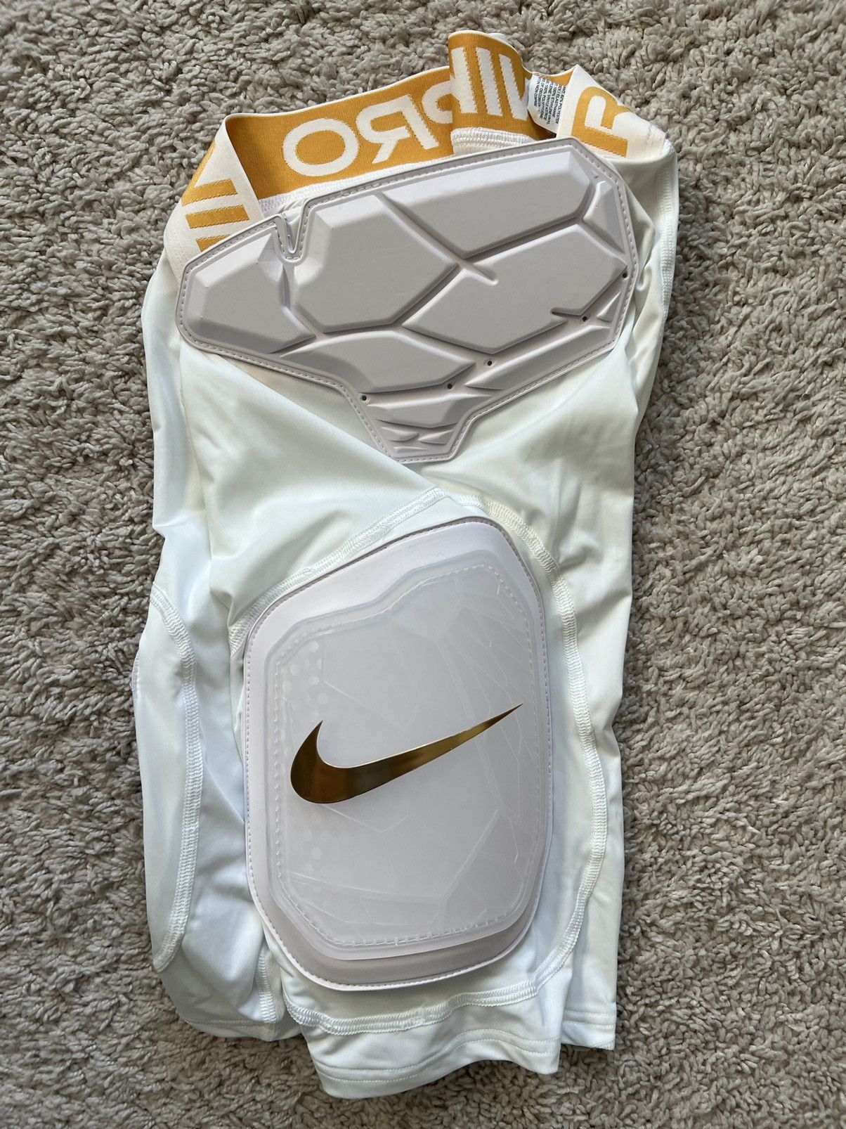 Nike Nike Pro Hyper Strong Football Padded Shorts White/Gold Size US 34 / EU 50 - 6 Thumbnail