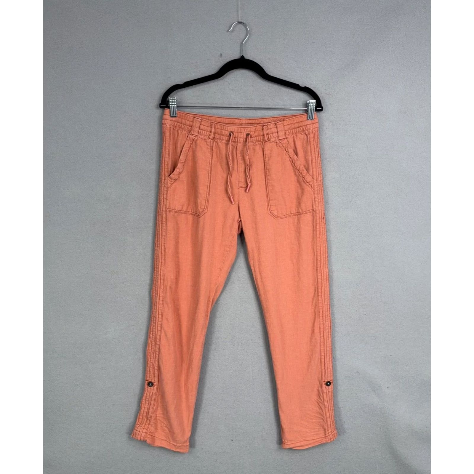 Vintage Hei Hei Womens Small Orange Jogger Pants Elastic Waist Linen Rayon Travel Casual S Size 28" / US 6 / IT 42 - 2 Thumbnail