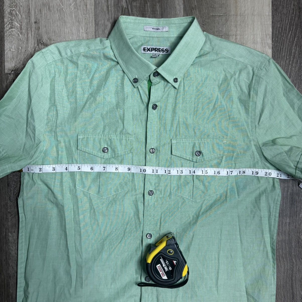 Express Mens Shirt Size M Sage Short Sleeve Button Up Collared Size US M / EU 48-50 / 2 - 7 Thumbnail