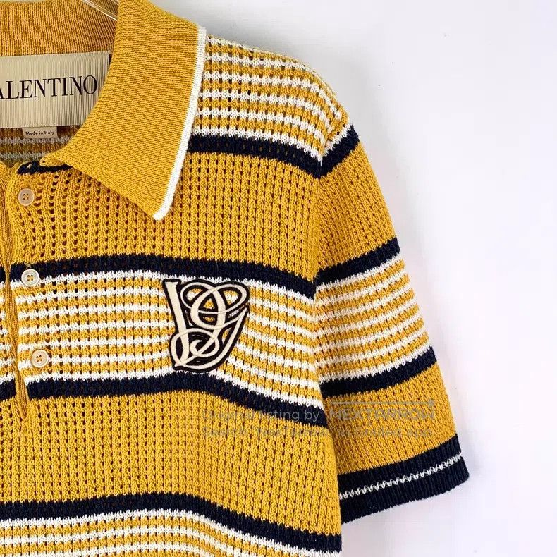 Valentino Valentino Single-breasted short-sleeved knitted polo shirt Size US XS / EU 42 / 0 - 3 Thumbnail