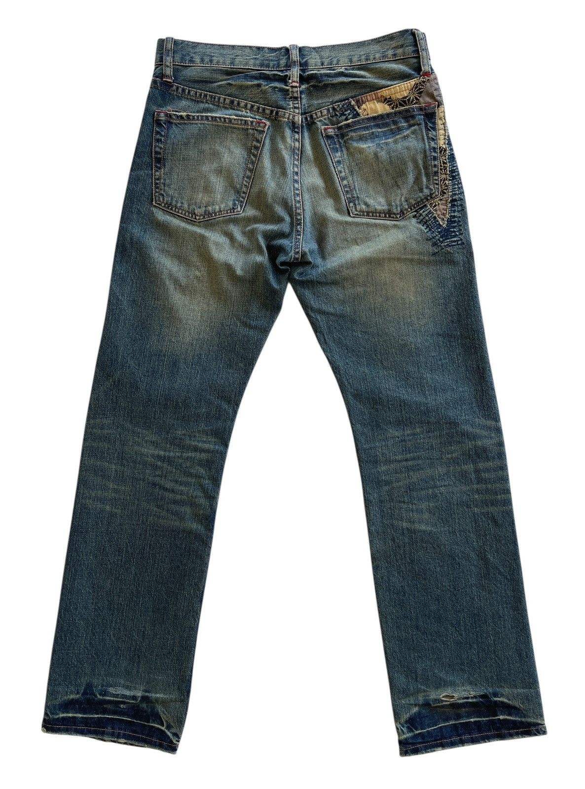 Japanese Brand Takeo Kikuchi Patchwork Distressed Sashiko Boro Denim Size US 30 / EU 46 - 5 Thumbnail