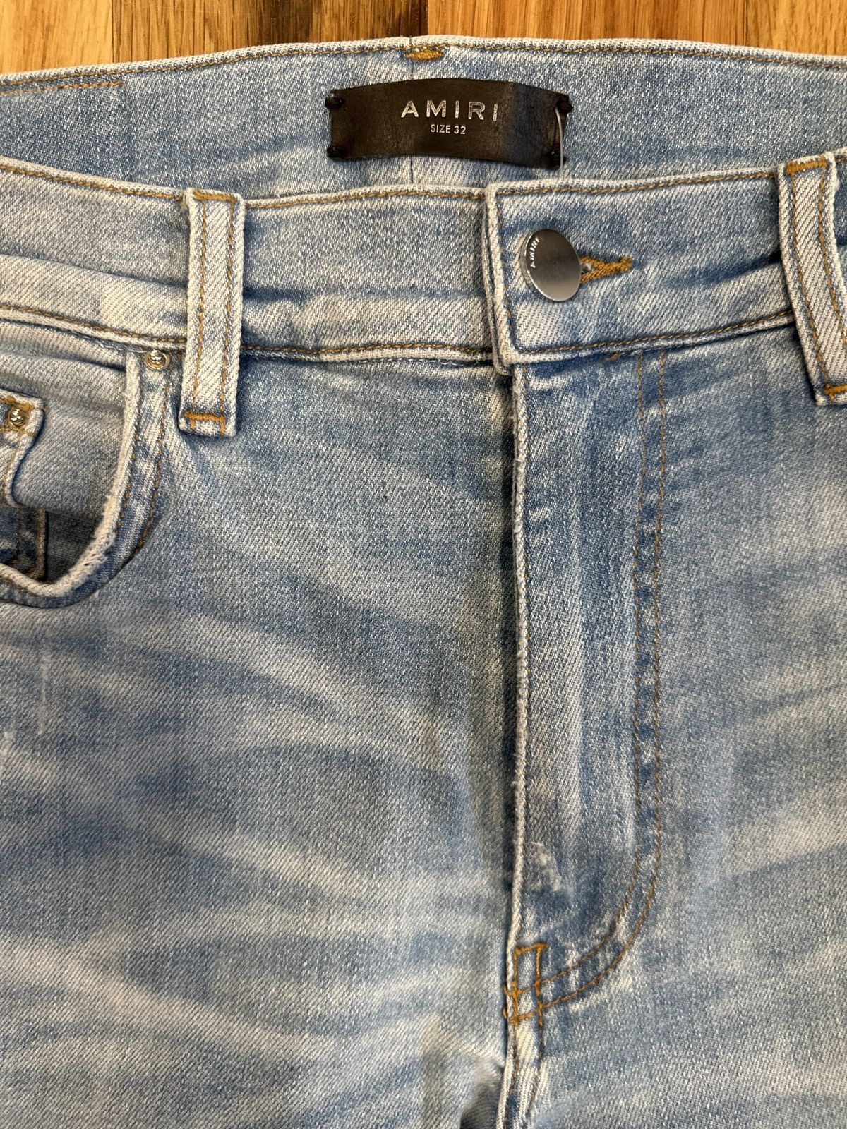 Amiri Amiri Plain Blue Light Wash Denim Jeans Sz 32 Size US 32 / EU 48 - 3 Thumbnail