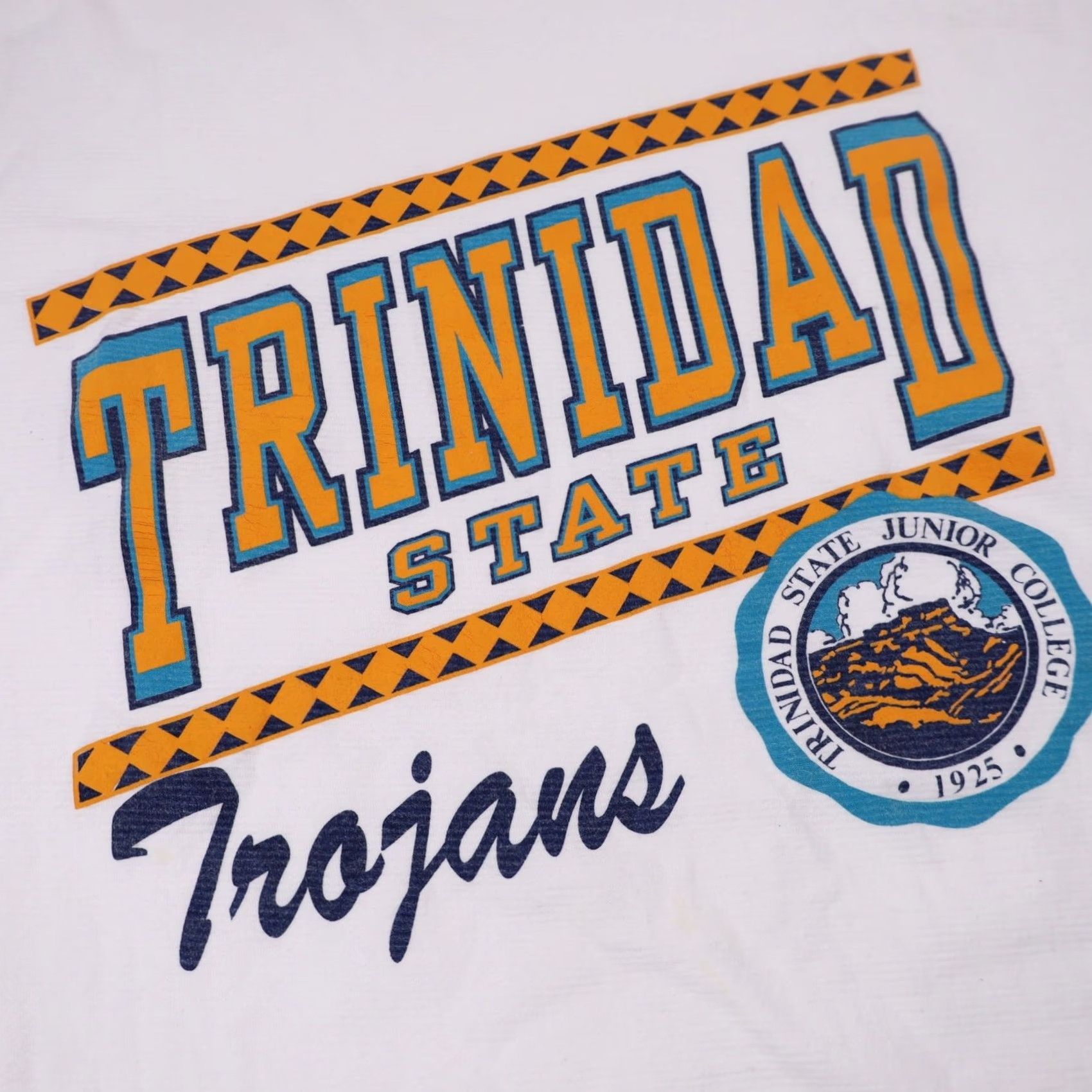 Vintage VINTAGE Trinidad State Trojans Mens XL Graphic T Shirt White Size US XL / EU 56 / 4 - 5 Thumbnail